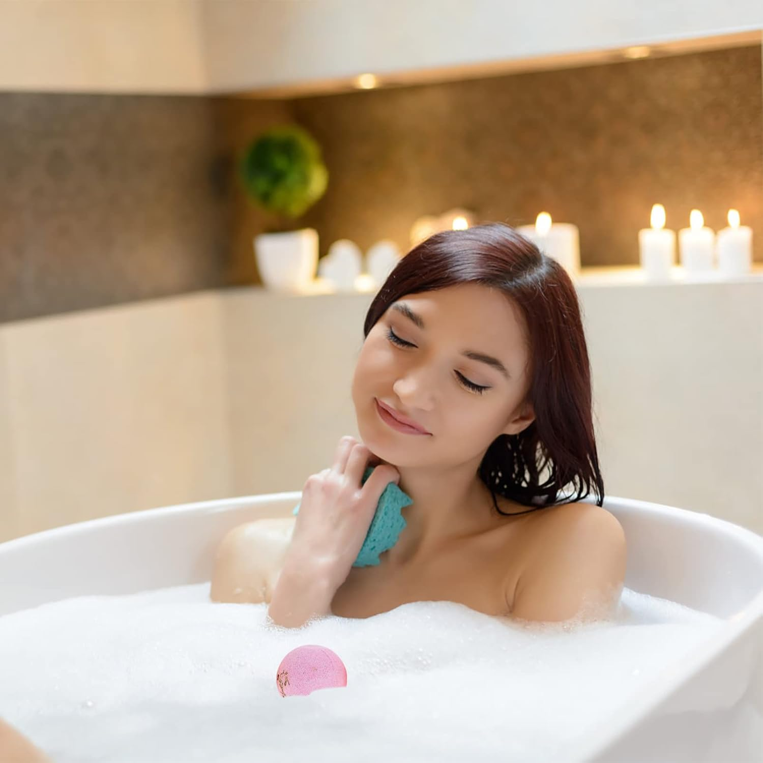 WOONEKY 9Pcs Essential Oil Dried Flower Bath Salt Balls Set 60G Shower Bubble Bombs for Relaxing Spa Experience Women and Men