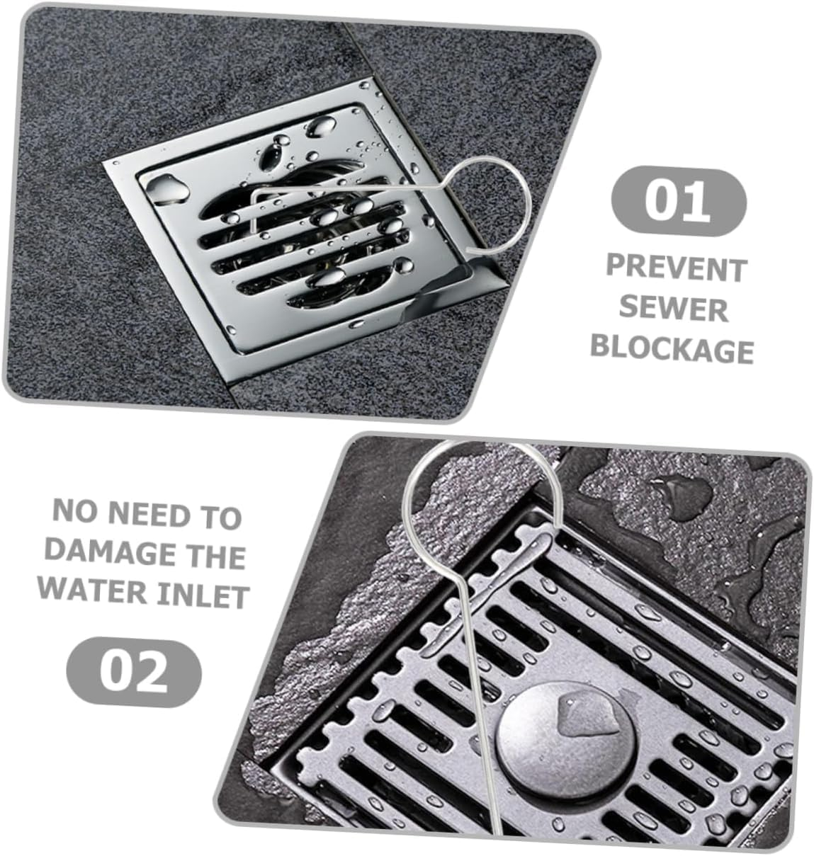 WADY 5Pcs Stainless Steel Drain Key Lifting Hook for Grate Cleaning in Kitchen, Bathroom, Shower (5) image number 1