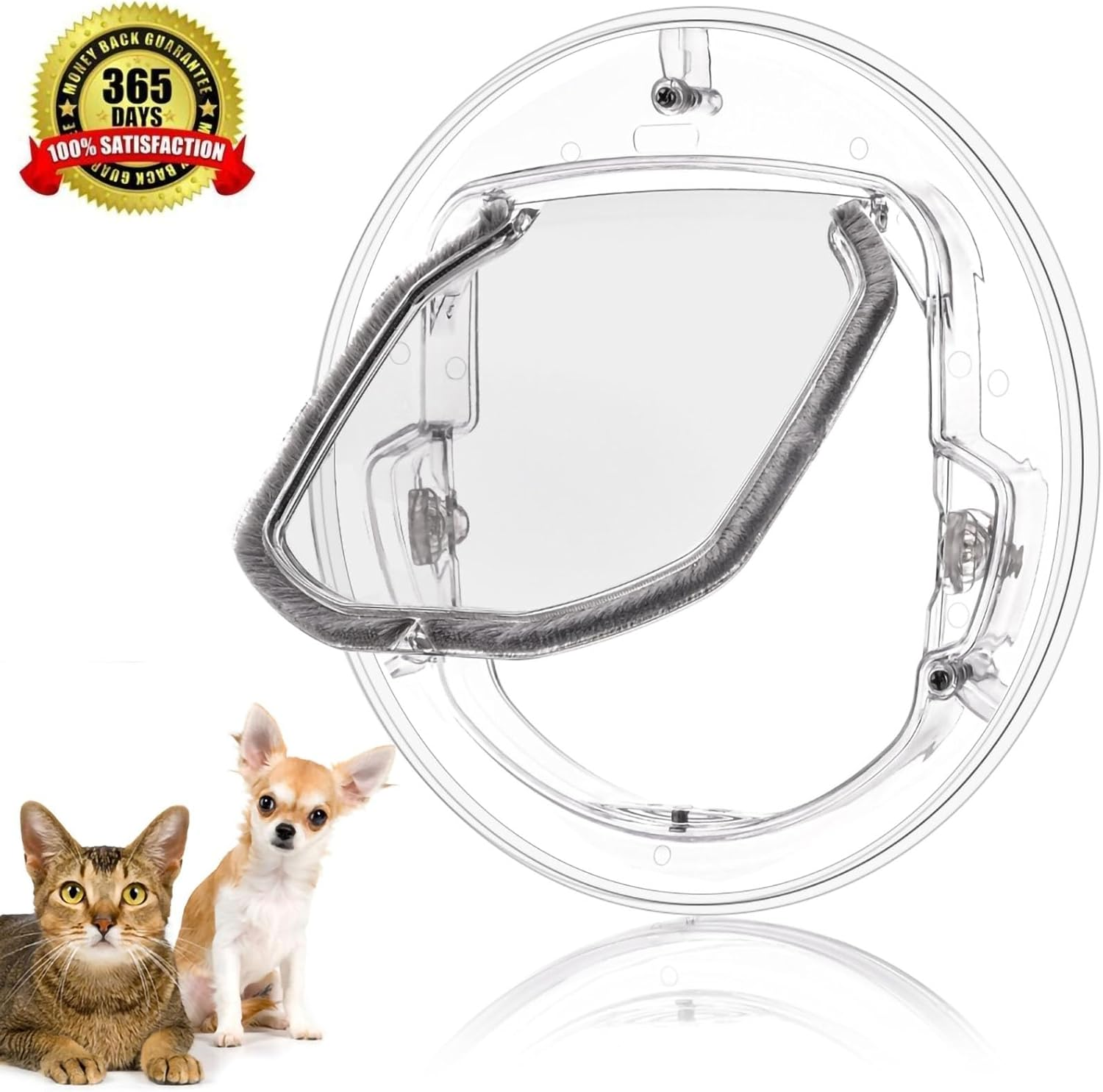 Cat Flap Door 4 Way Locking Small Pet Noise Reduction Stable Durable ABS Material for Interior Exterior Doors, Dog Window Gate round Clear Extra Large Cats Kitten Dogs Puppy Do image number 5