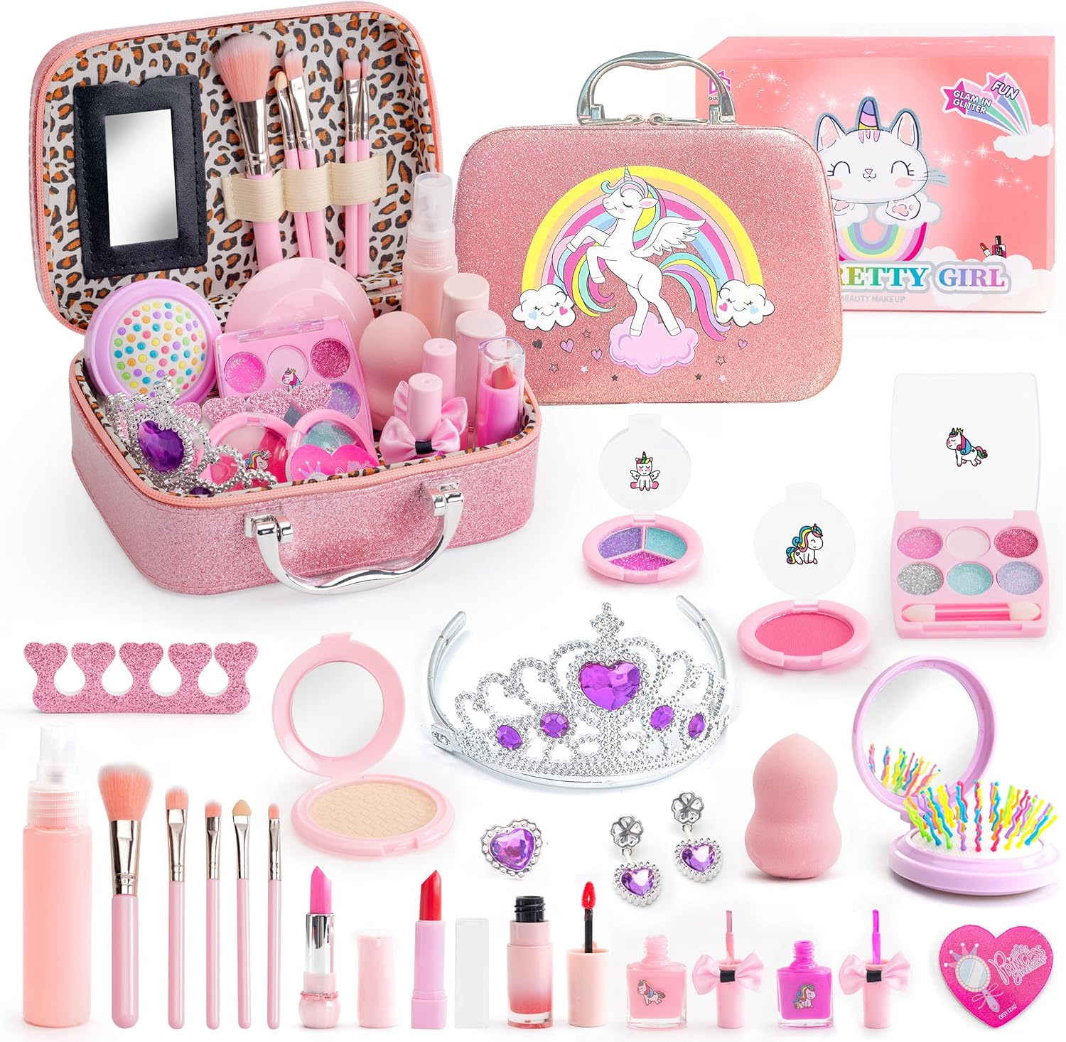 Kids Washable Makeup Girls Toys,Real Little Girl Make up Sets,Toddler Makeup Kit for Kid Children Princess Christmas Birthday Gifts Toys for 5 6 7 8 9 10 Year Old Girls image number 3