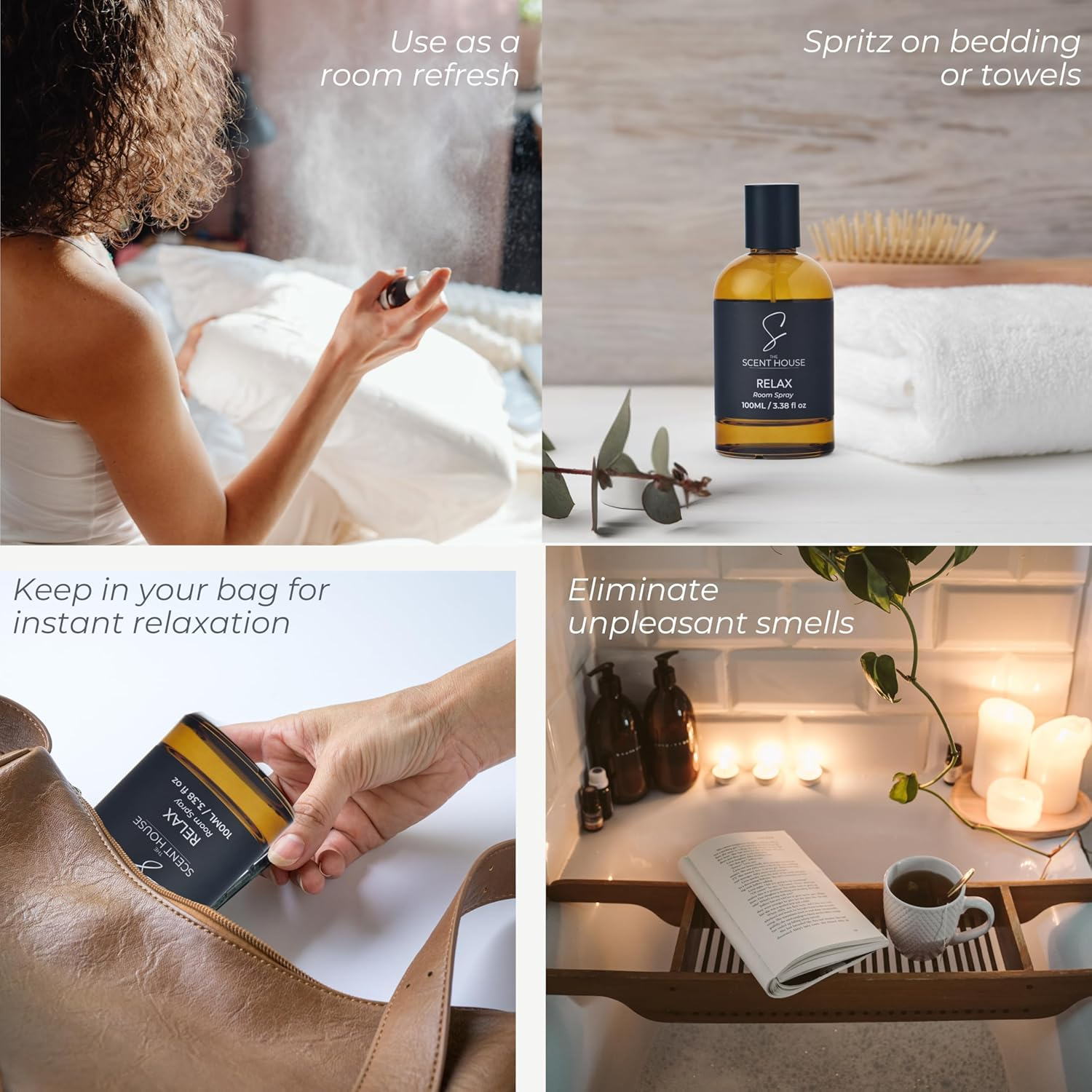 The Scent House Relax Room Spray - 100Ml | Essential Oils Inc. Lavender & Jasmine for Calm & Relaxation. Air Freshener/Pillow Mist/Linen Spray. No Artificial Fragrances/Harmful Chemicals image number 6