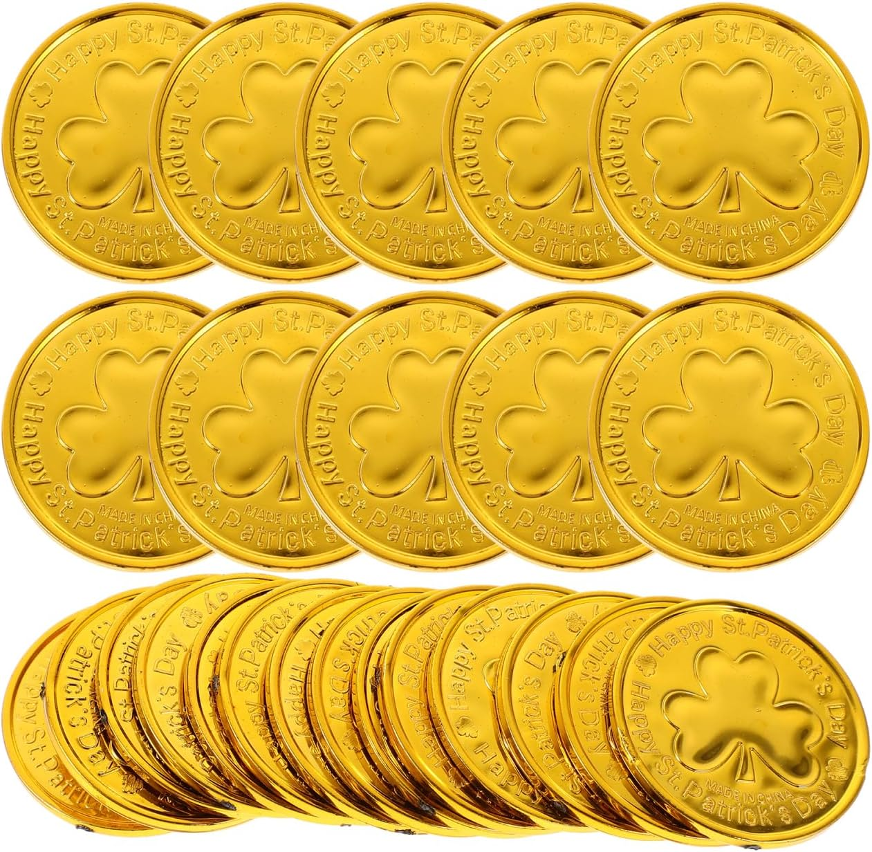 Ibasenice 100Pcs Coin St. Patricks Day Table Decor Practical Shamrock Coin Chocolate Coins Clovers Coins Golden Green Lucky Coins Toy Festival Supplies Make up Plastic