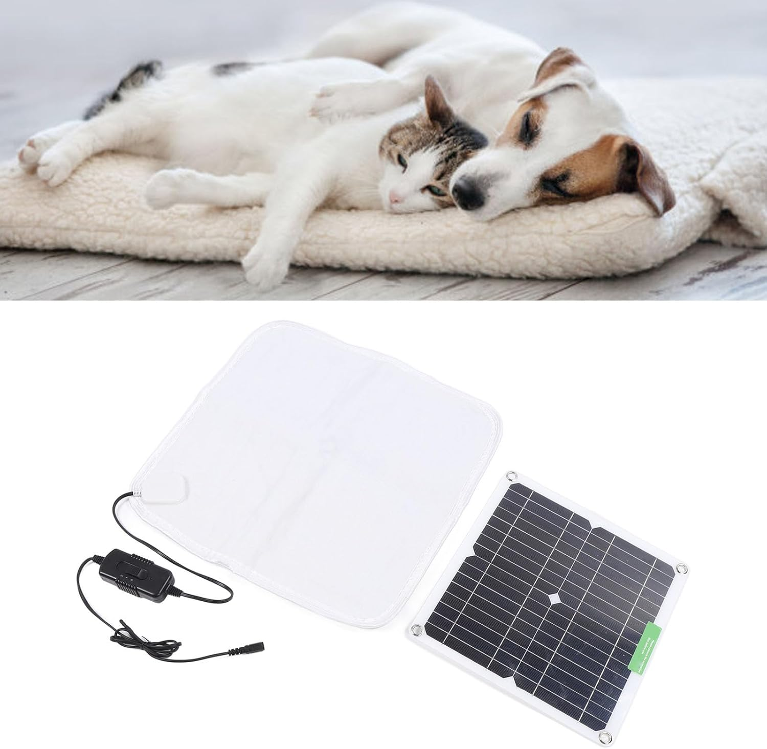 Pet Heating Pad for Dogs and Cats, 12V 50W Electric Heating Blanket with Solar Panel, Rapid & Uniform Heating, Portable Heated Dog Bed Mats with Battery Box, for Home Car Outdoor image number 4