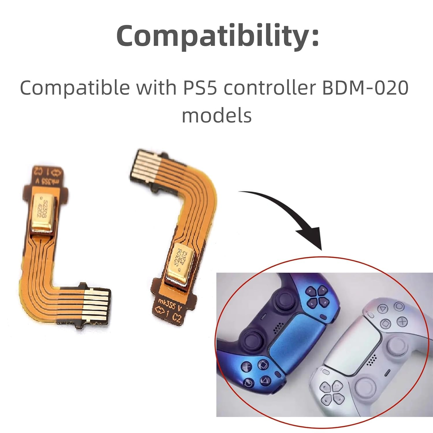 Ruimou 2Set Microphone Ribbon Flex Cable Replacement Part Compatible with Playstation 5 Controller BDM-020 image number 5