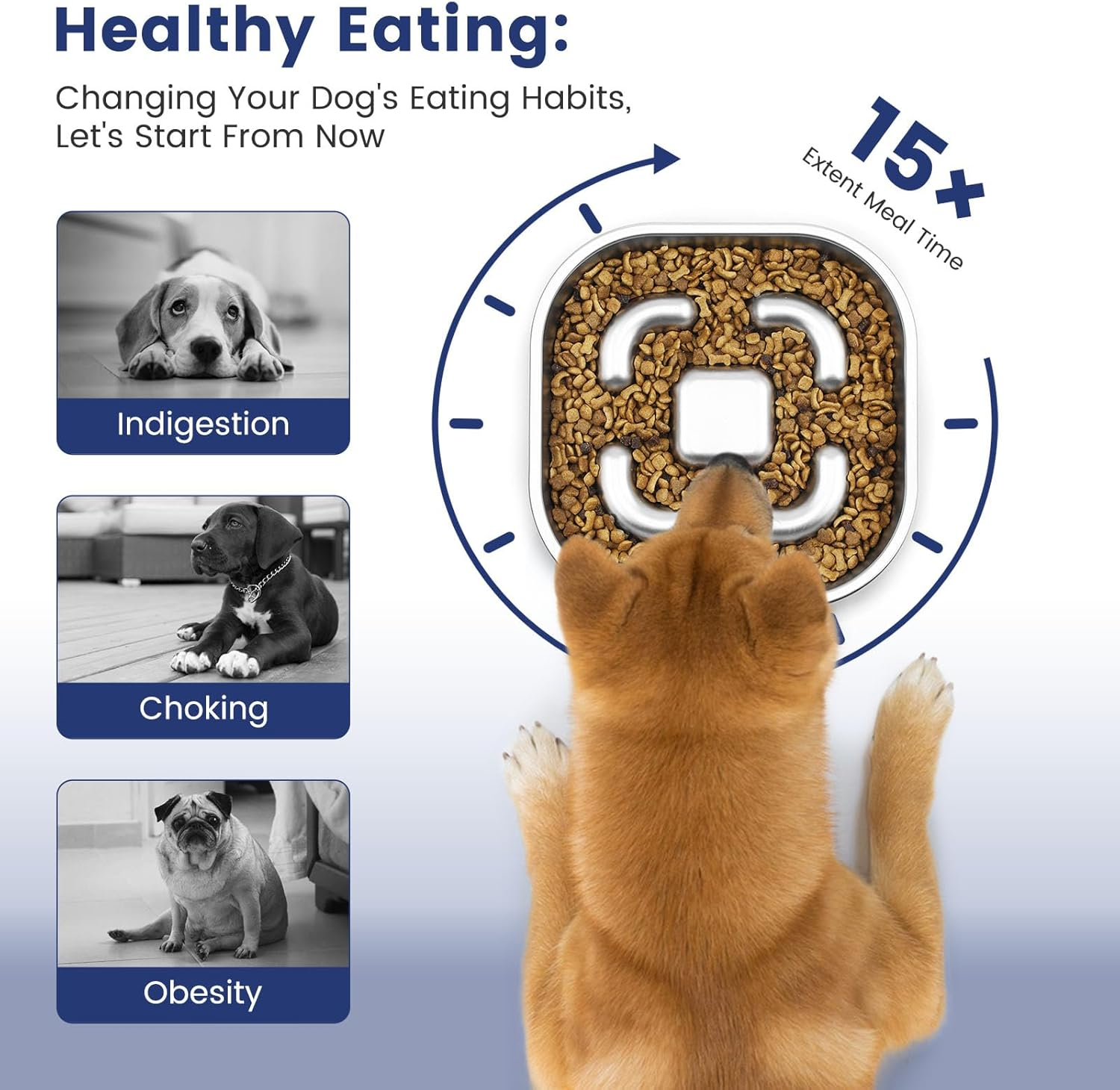 PETTOM Slow Feeder Dog Bowl, Stainless Steel Dog Bowls to Slow down Eating, Puzzle Feeders for Dogs Puppys Stop Bloat anti Gulping Healthy Eating image number 3