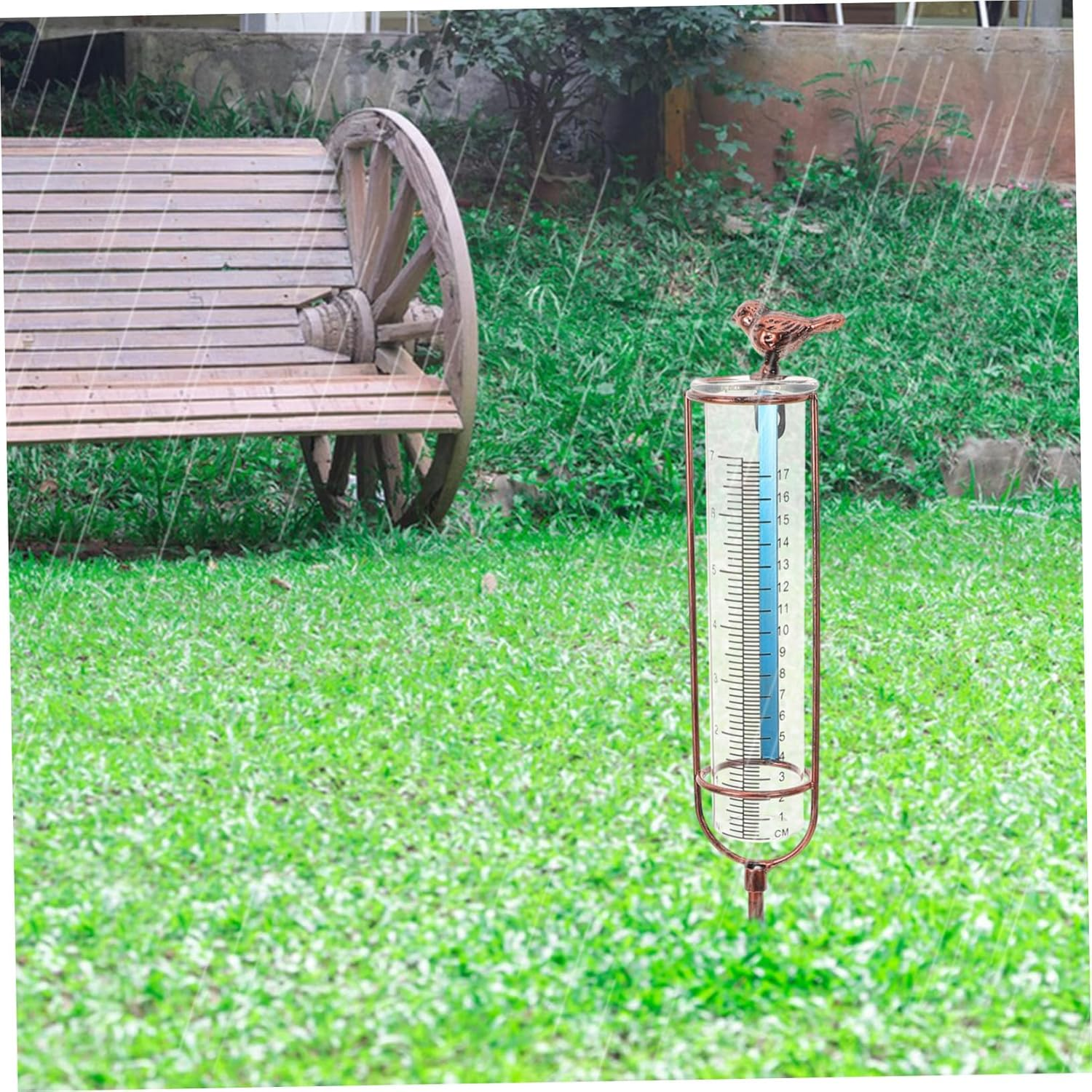 Ibasenice Elegant Brass Replacement Rain Gauge Tube Glass with Red Gasket for Accurate Garden Lawn Rainfall Measurement Graduated Outdoor Tool image number 5
