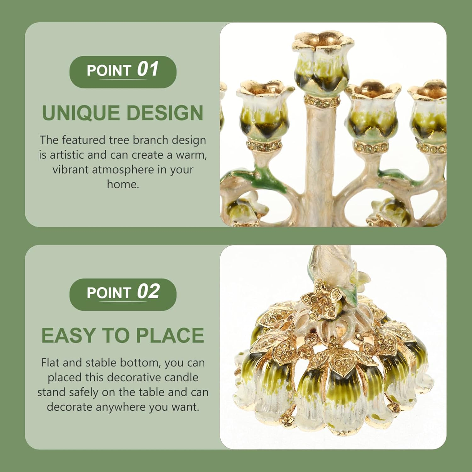 Hanukkah Menorah, Tree of Life Menorah 9-Branch Menorah Candle Holder Nine Branches Jerusalem Pillar Candle Stands Candlestick Table Centerpiece for Temple 22Cm image number 6