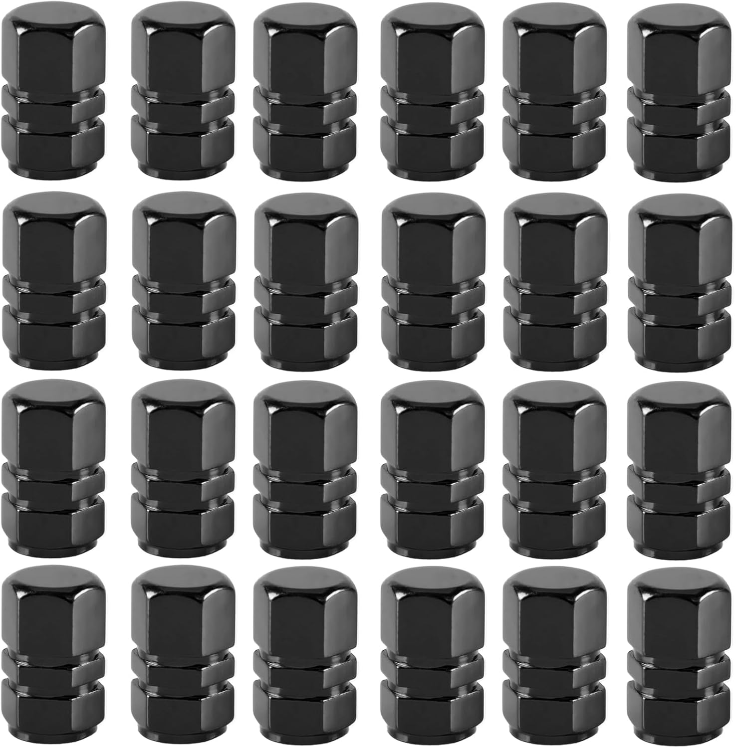 24 PCS Car Tire Valve Stem Caps, Premium Aluminum Alloy Dustproof Valve Covers, Universal Airtight Seal Corrosion-Resistant Wheel Tire Valve Cover for Cars, Suvs, Trucks, Motorcycles, Bikes (Black) image number 6