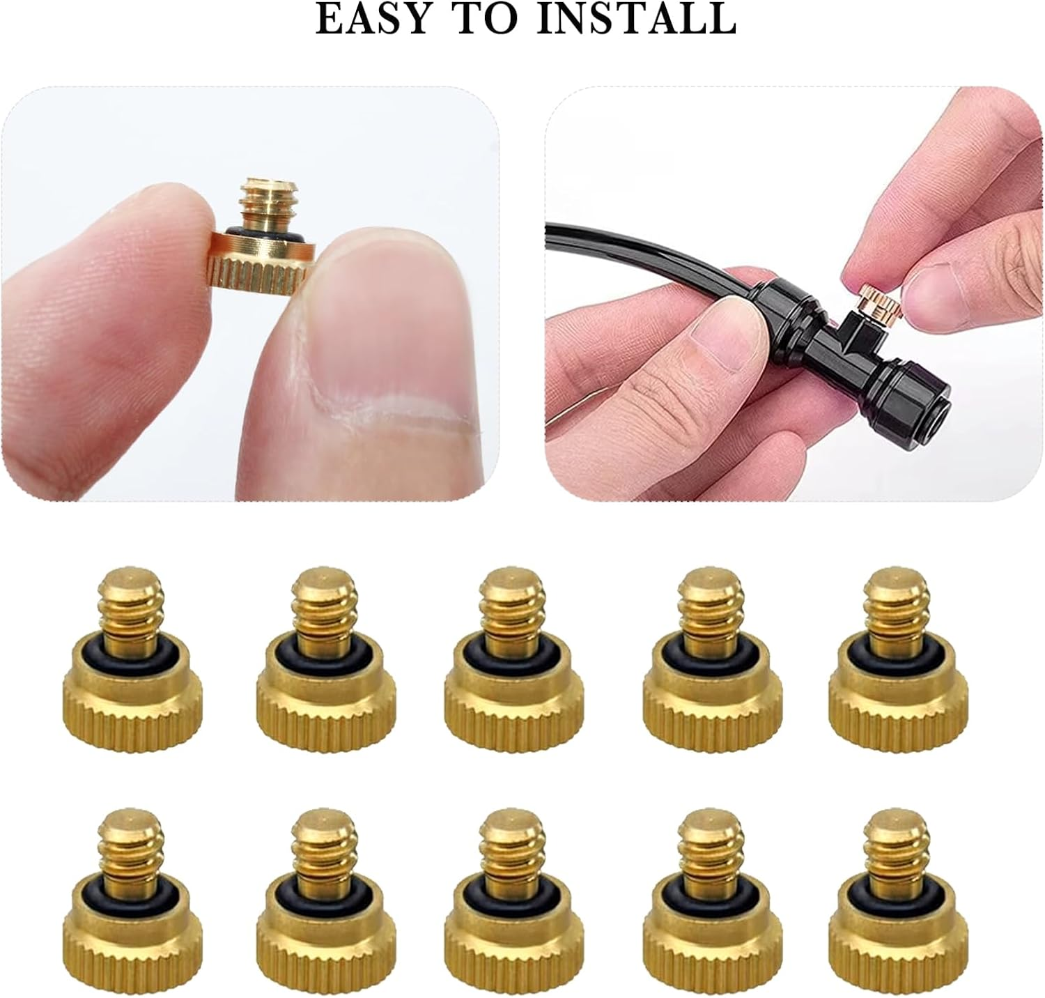 Brass Misting Nozzle Plug 12Pcs Brass Misting Nozzle Plug 3/16 Screw Thread Mister Nozzles Plug for Outdoor Cooling System.Atomizing Nozzle Plug for Outdoor Garden Atomizing Irrigation Accessories image number 6