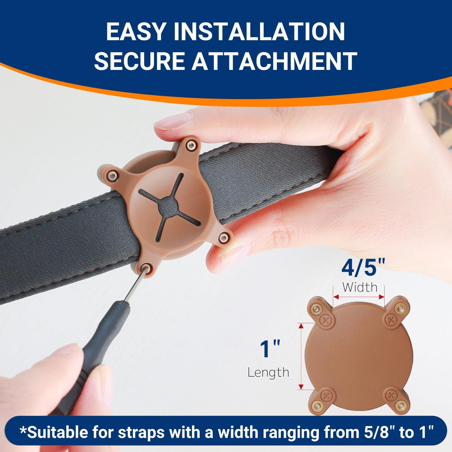 Waterproof Airtag Dog Collar Holder,Durable Airtag Holder for Dog & Cat,Pc+Abs Protective Airtag Dog Cover for Apple Airtag,Fits up to 1" Width Pet Collar(Brown) image number 1