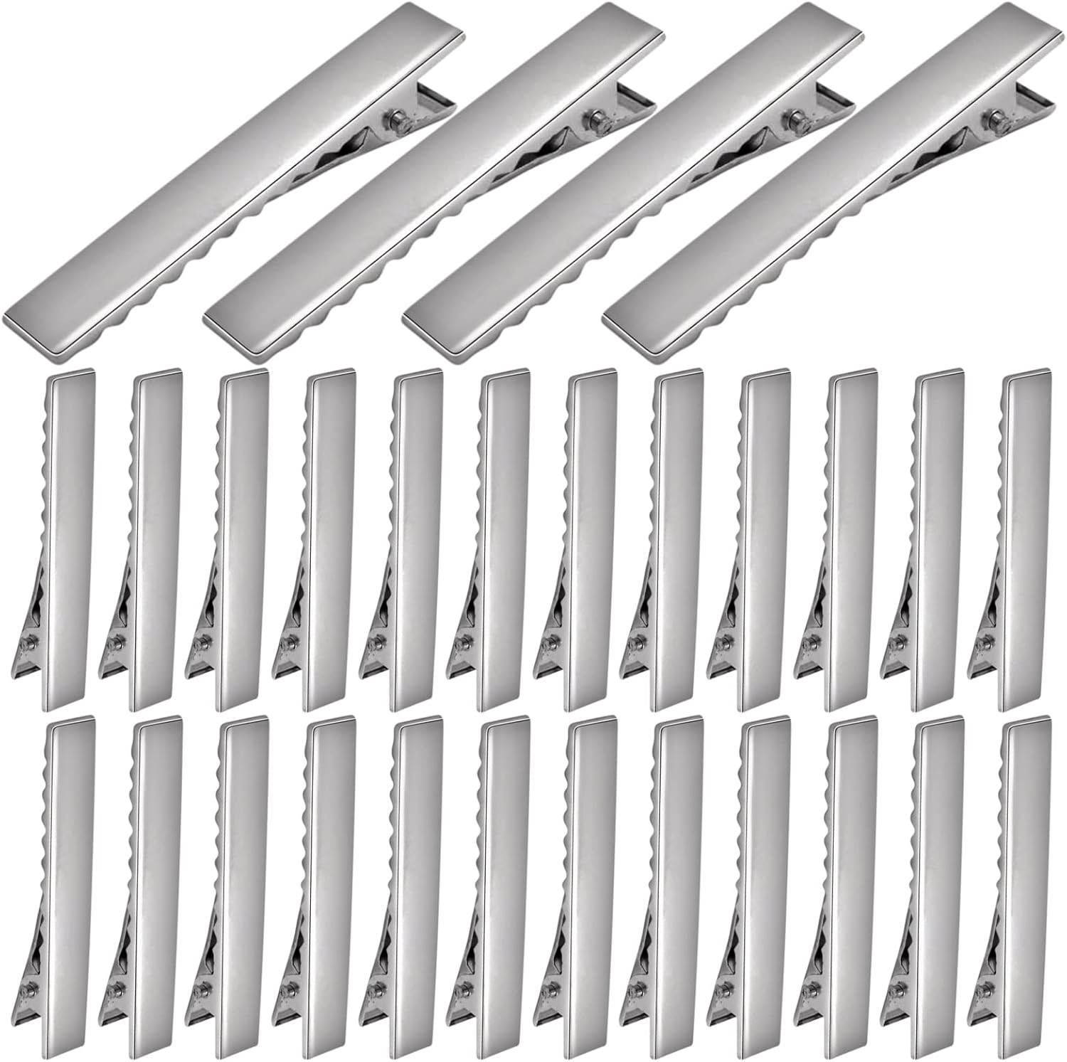 Bronagrand 100 PCS Silver Alligator Hair Clip Flat Top with Teeth for Arts & Crafts Projects, Dry Hanging Clothing, Office Paper Document Organization,Hair Care(1.26 Inch) 1.77INCH image number 2
