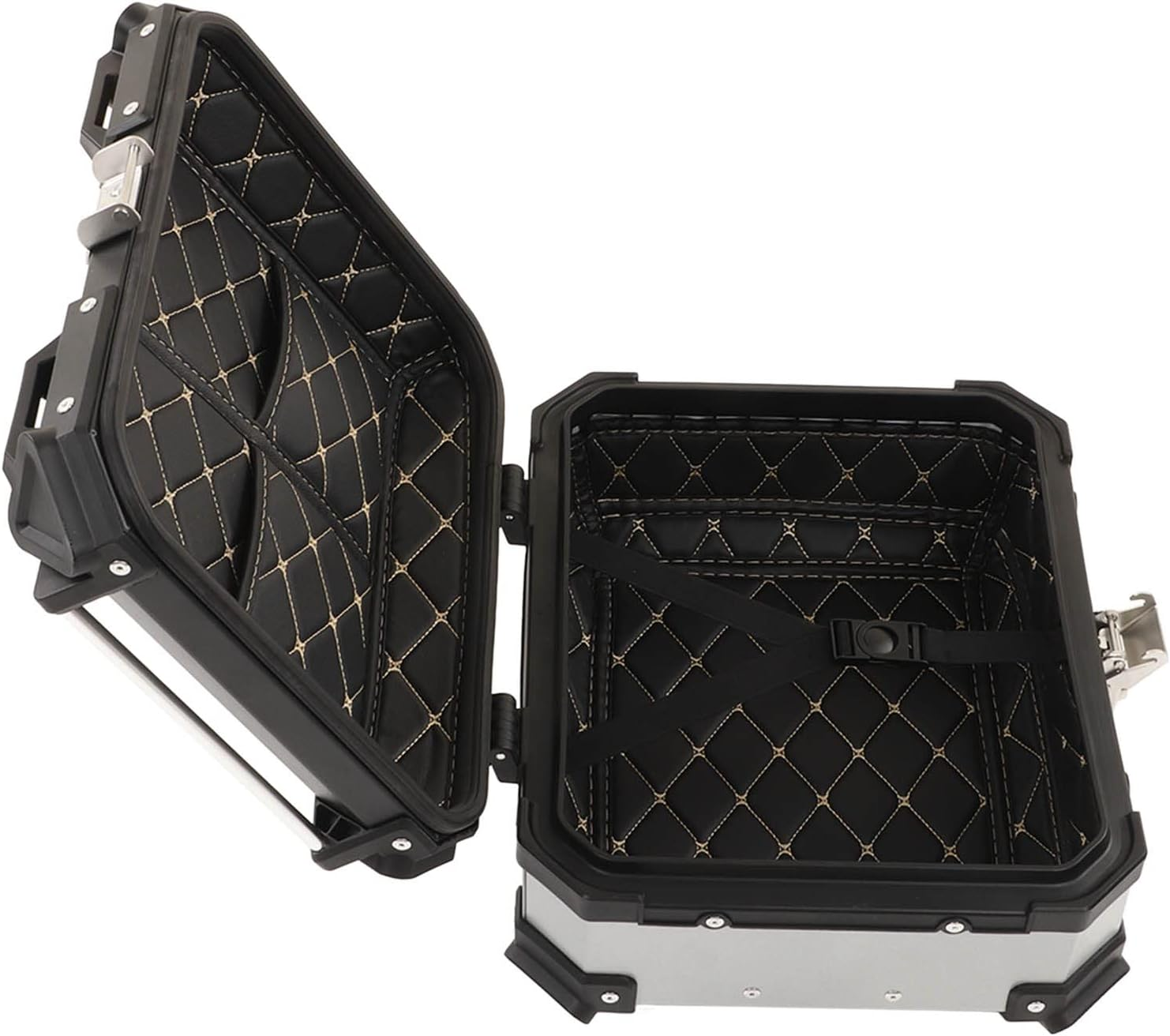 Motorcycle Luggage Box, High Strength Shockproof 25L Large Capacity Motorcycle Tail Case with Removable Base for Motorbike (Silver) image number 1