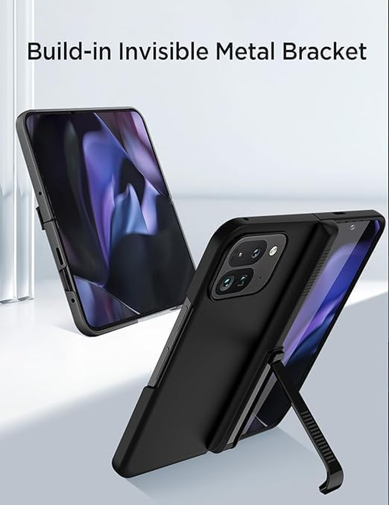 ELEPIK for Google Pixel 9 Pro Fold Case with Kickstand [Built-In Screen Protector] [Hinge Protector] [Military Drop Protection] [Non-Slip] Pixel Phone Case with Wireless Charging, Black. image number 1