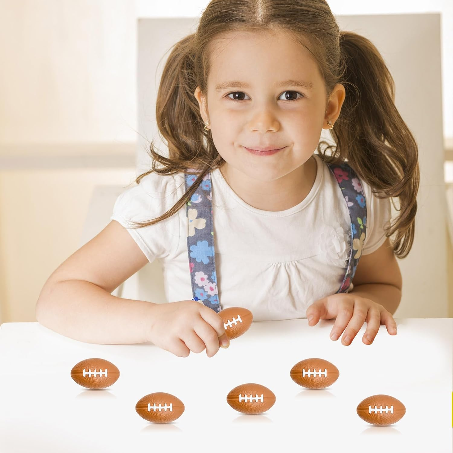 MIDELONG Mini Foam Footballs Stress Ball, Foam Sports Ball for Stress Relief, Football Party Holidays Decoration, School Carnival Reward, Party Bag Gift Fillers, 6 Pack image number 2