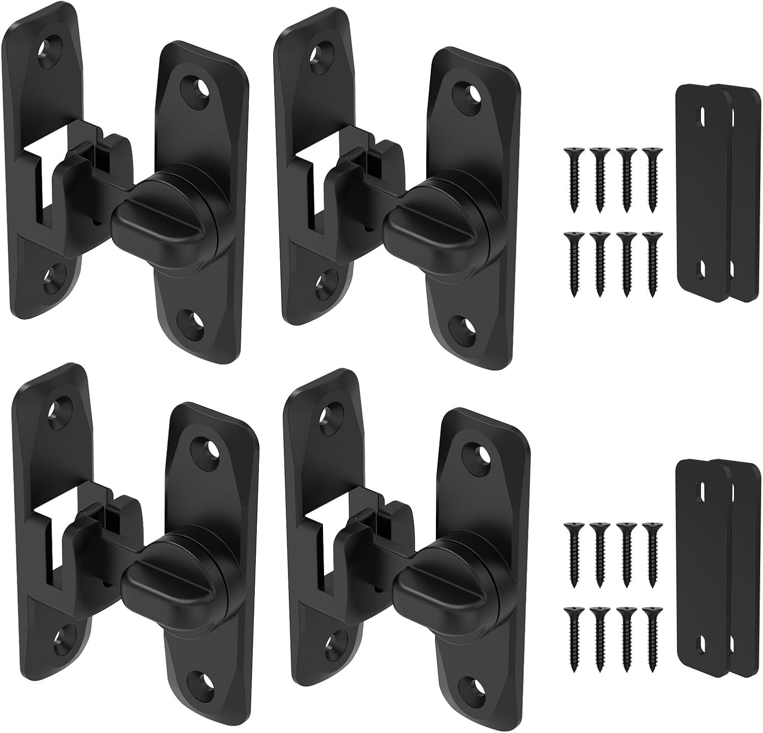 90/180 Degree Barn Door Locks and Latches, Safety Aluminum Hardware Sliding Door Latch, Small Flip Locks for Barn, Bathroom, Cabinet, Garden, Window (Black-1Pc)