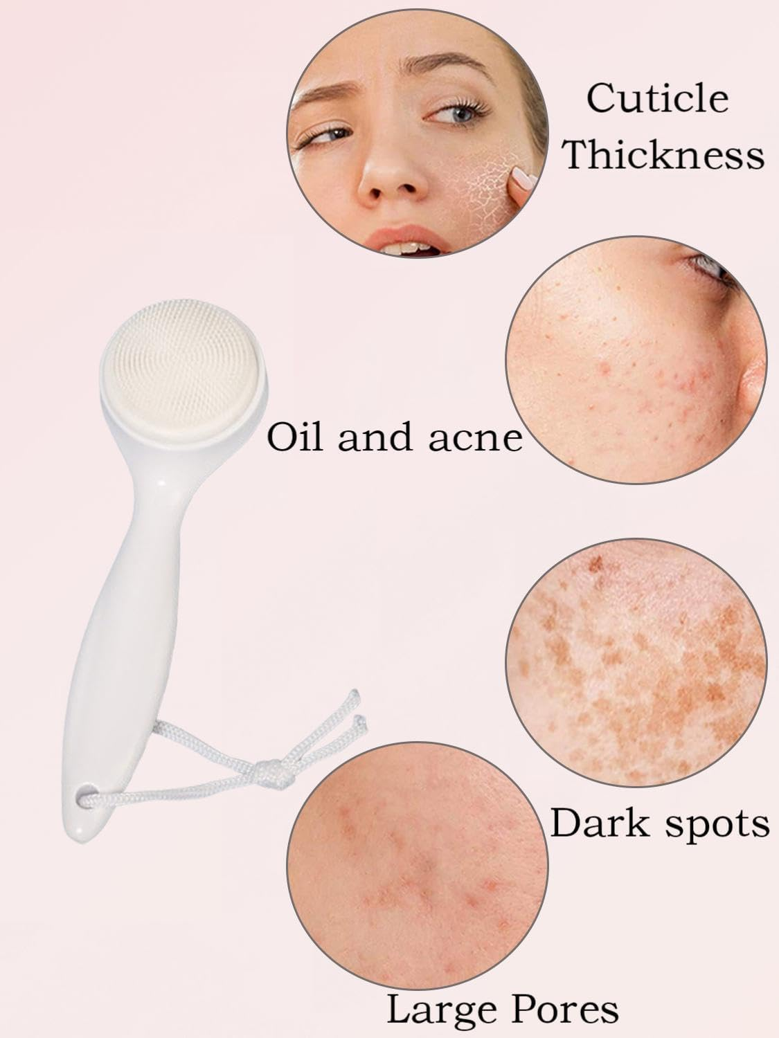 2 Pack Silicone Facial Cleansing Brush Set - Handheld Face Scrubber for Makeup Removal and Skincare Exfoliation - Facial Brushes for Deep Cleansing and Gentle Exfoliation image number 2