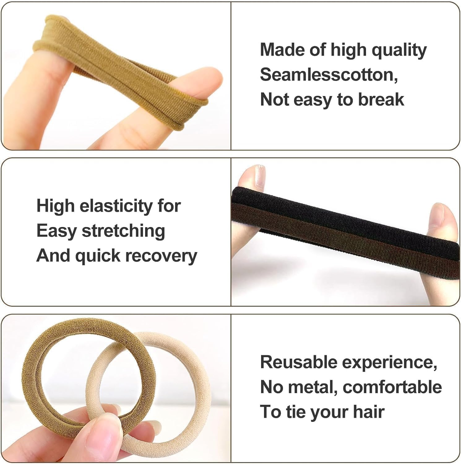 Hanyousheng Pack of 50 Women'S Hair Bobbles, Hair Bobbles Girls, without Metal Braid Elastics, Premium Rubber Bands, Hair Bands, for Girls, Men, Women image number 4