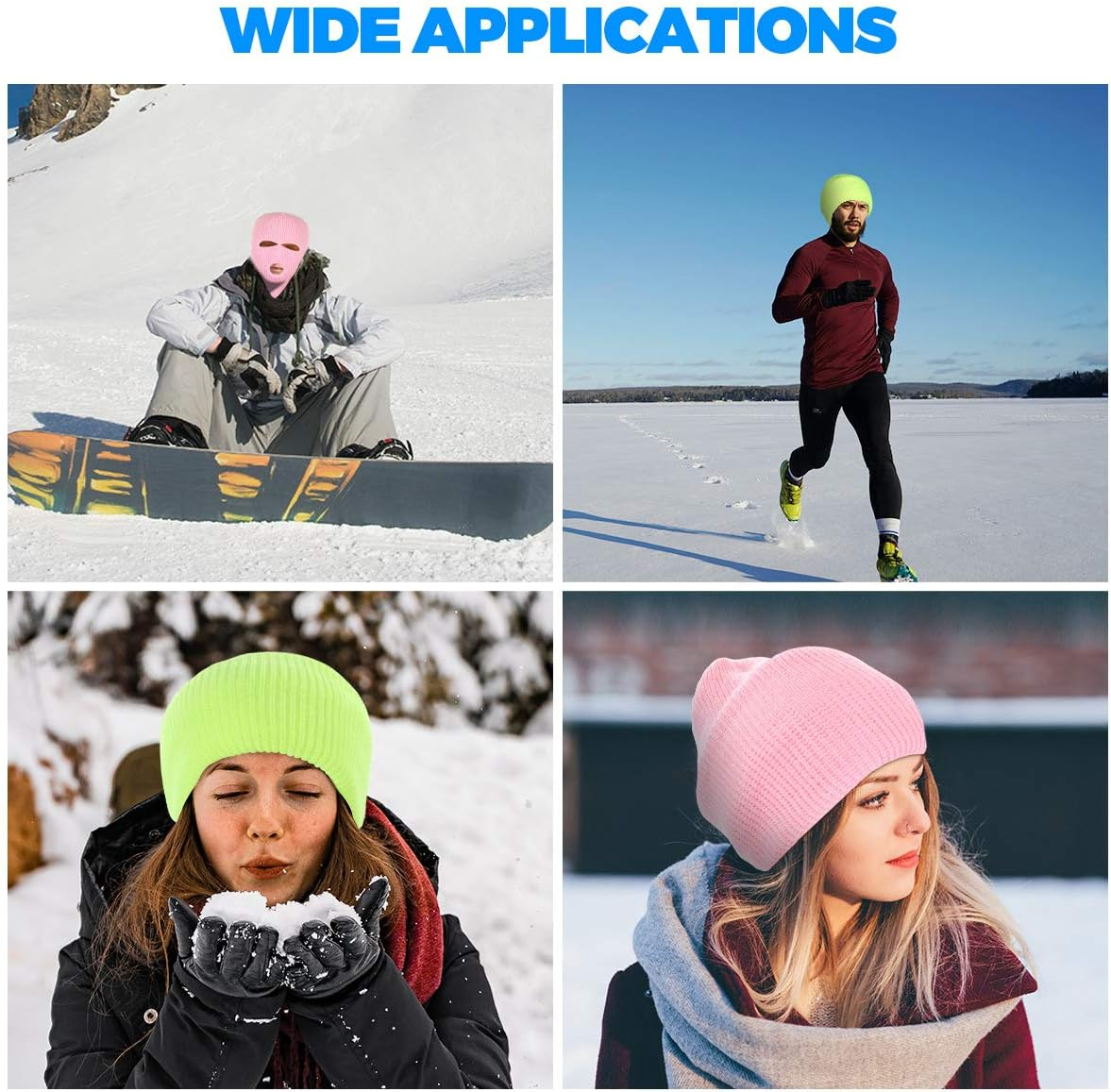 2 Pieces 3-Hole Full Face Mask Cover Ski Mask Winter Balaclava Cap Knitted Face Cover for Winter Outdoor Sports image number 5