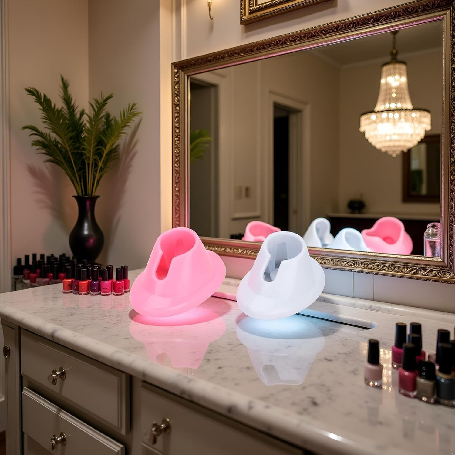 2Pcs Soft Rubber Nail Polish Bottle Holder, Durable Anti-Spill Stand for Secure Storage and Organized Salon or Home Use - 2-Piece Set, Mecus image number 1