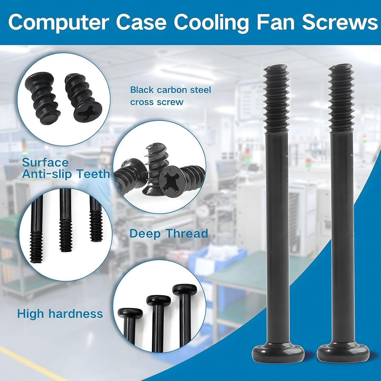 Zmbroll 60Pcs Black PC Computer Case Cooling Fan Mount Screws UNC 6-32X35Mm Fan Long Screw and PC Case Fan Screws M5X10Mm Radiator Water Cooling Screw for Computer Case Fan Mount image number 6