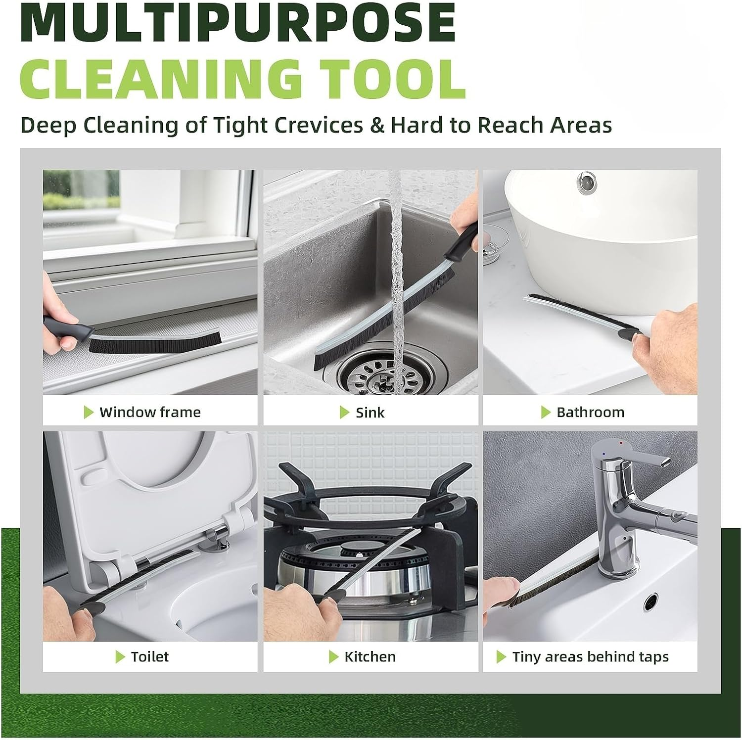 Hard Bristle Crevice Cleaning Brush - 6 Pcs Thin Gap Cleaning Tool for Kitchen, Bathroom, Toilet, Bathtub, Sink, Windows, and Grout | Small Cleaning Brush for Tight Spaces and Household Use image number 4