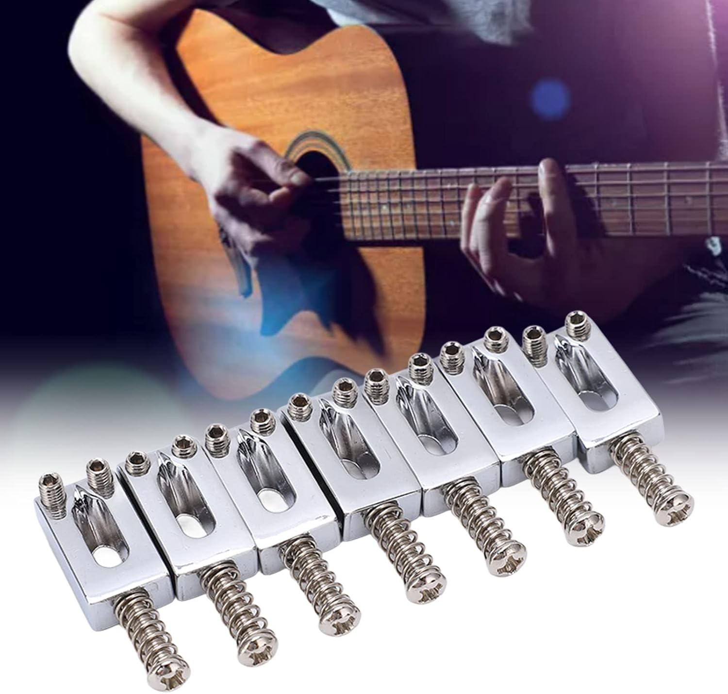 Generic 7 Pcs Electric Guitar Bridge Saddle, Metal Roller String Saddle for Musical Instrument, with Good Strength and Long Service Life, Easy to Install and Carry, Fine Processed image number 3