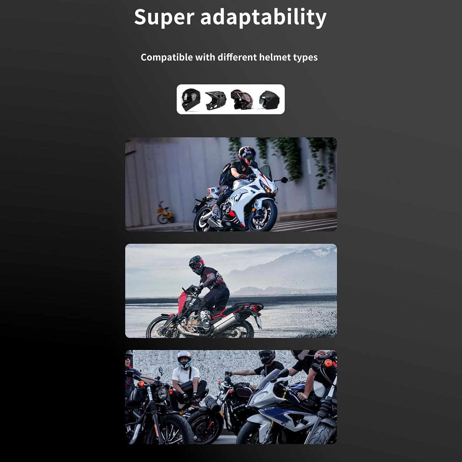 Motorcycle Helmet Headset with Hifi Sound, IPX8 Rain Proof Handsfree Call for Music GPS Voice Navigation, Fast Charging with Noise Cancellation image number 6