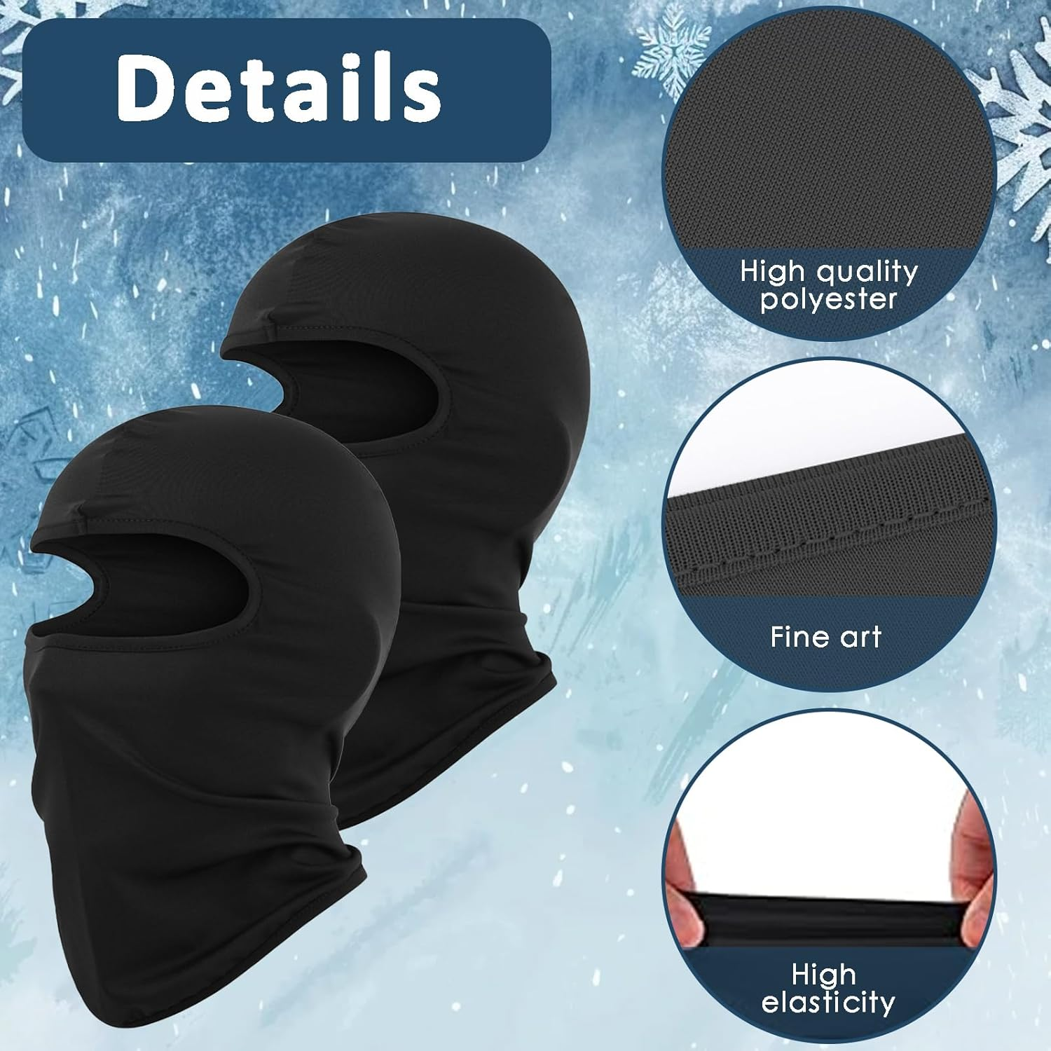 2Pcs Kids Balaclava, Black Balaclava, Ski Masks for Men, UV Protection & Wind Protection Lightweight Neck Warmer, Thin Helmet Liner Face and Neck Cover Mask for Boys Girls, Black, One Size image number 4