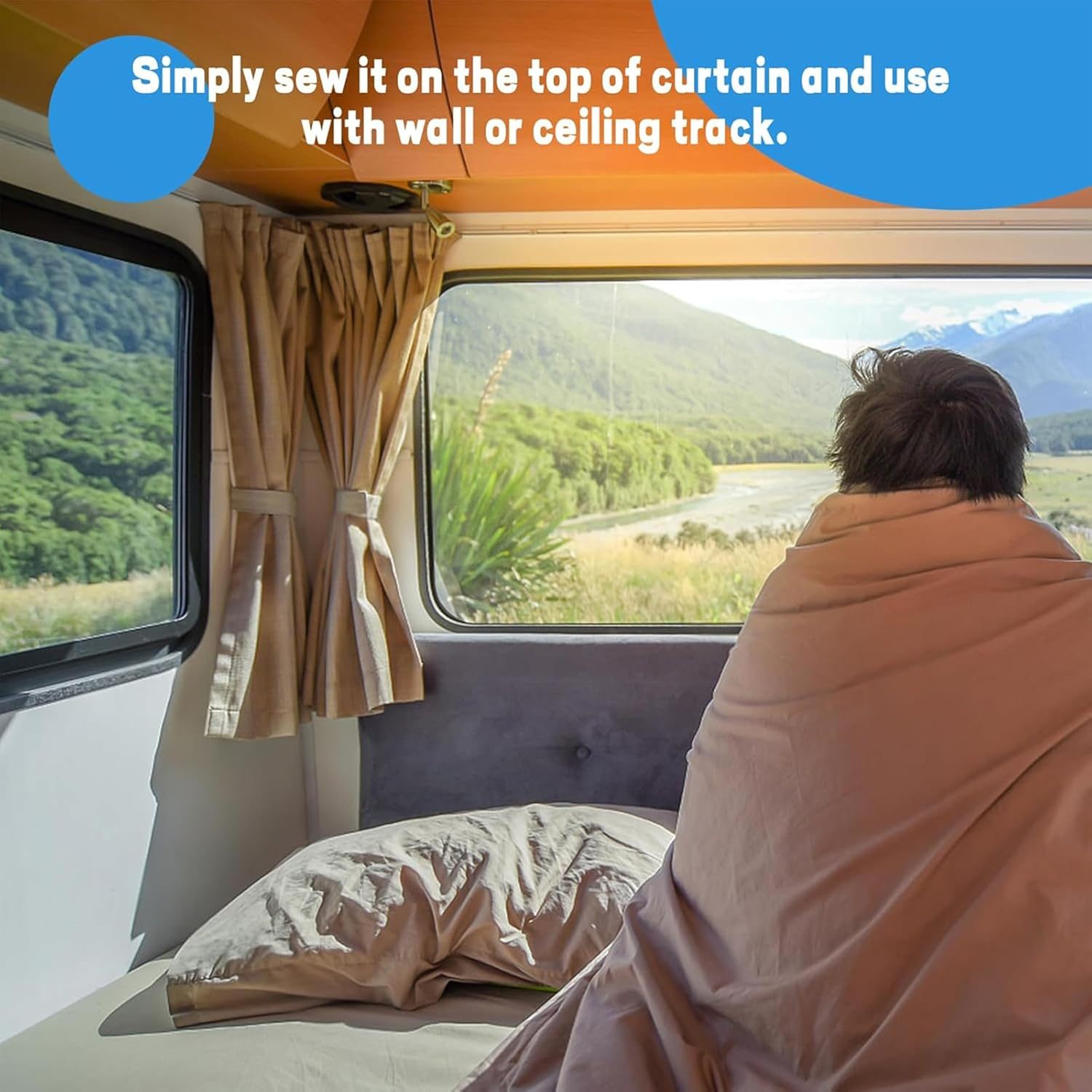 2 Pack RV Clear Glide Tape Set - 1/2 Inch Glides, 72 Inches Each - Smooth Drapery Ring Glide Tape A115 for Effortless Curtain Movement image number 5