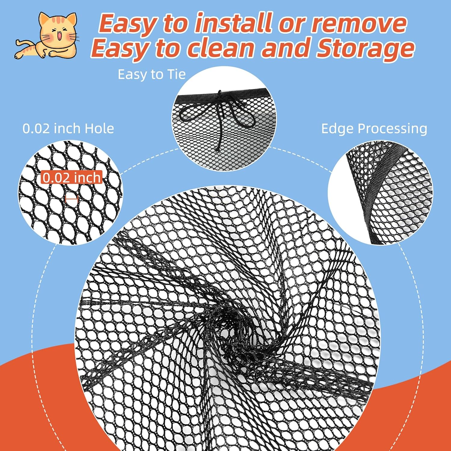 Dovesail Banister Guard 10 Ft L X 3 Ft H, Deck Safety Net for Baby Proofing, Balcony Mesh Netting, Stairway Deck Rail Mesh Netting for Child Safety, Pet Safety & Toy Safety &ndash; Black