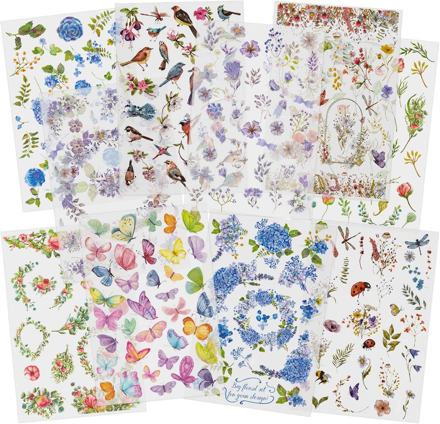 12 Sheets Rub on Transfer Sticker Scrapbook Sticker Jounal Sticker for Adult Sticker of Sewing Handicraft Decor Sticker for Card Making Diary Album DIY Art and Craft (Village)