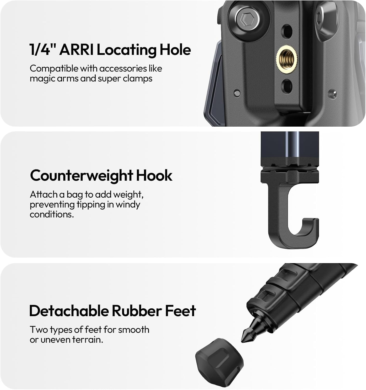 ULANZI Ombra Video Ⅱ Camera Tripod with Fluid Head, 61.5" Travel Tripod with 360&deg; Rotated Arca Quick Release Plate, Portable Stand for Phone Camera Vlogging Video Shooting with Carry Bag Phone Clamp image number 6
