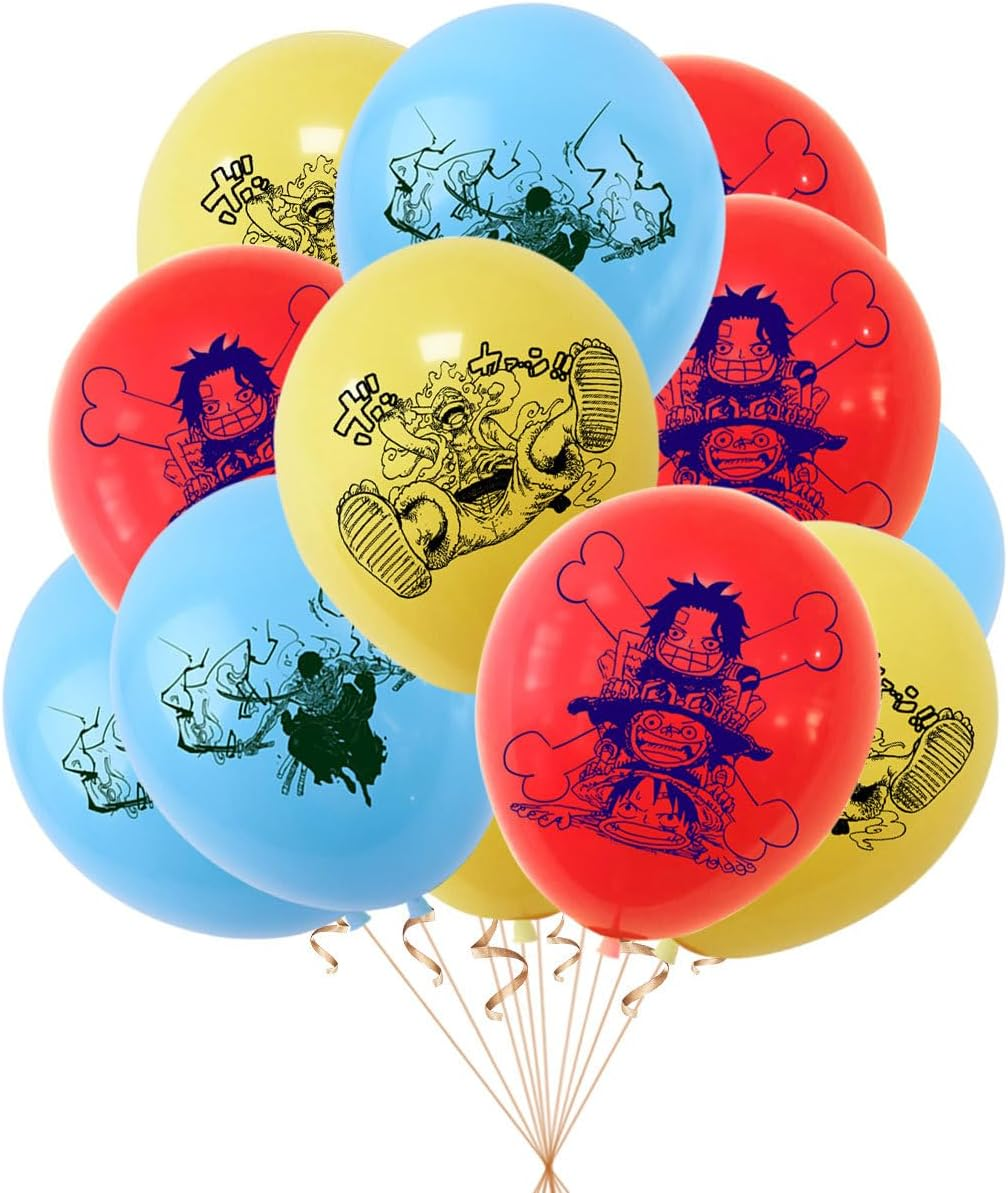 Birthday Party Supplies for One Piece, Cartoon Piece Theme Party Decorations Includes Birthday Banner, Cake Topper, Cupcake Toppers, Balloons image number 2