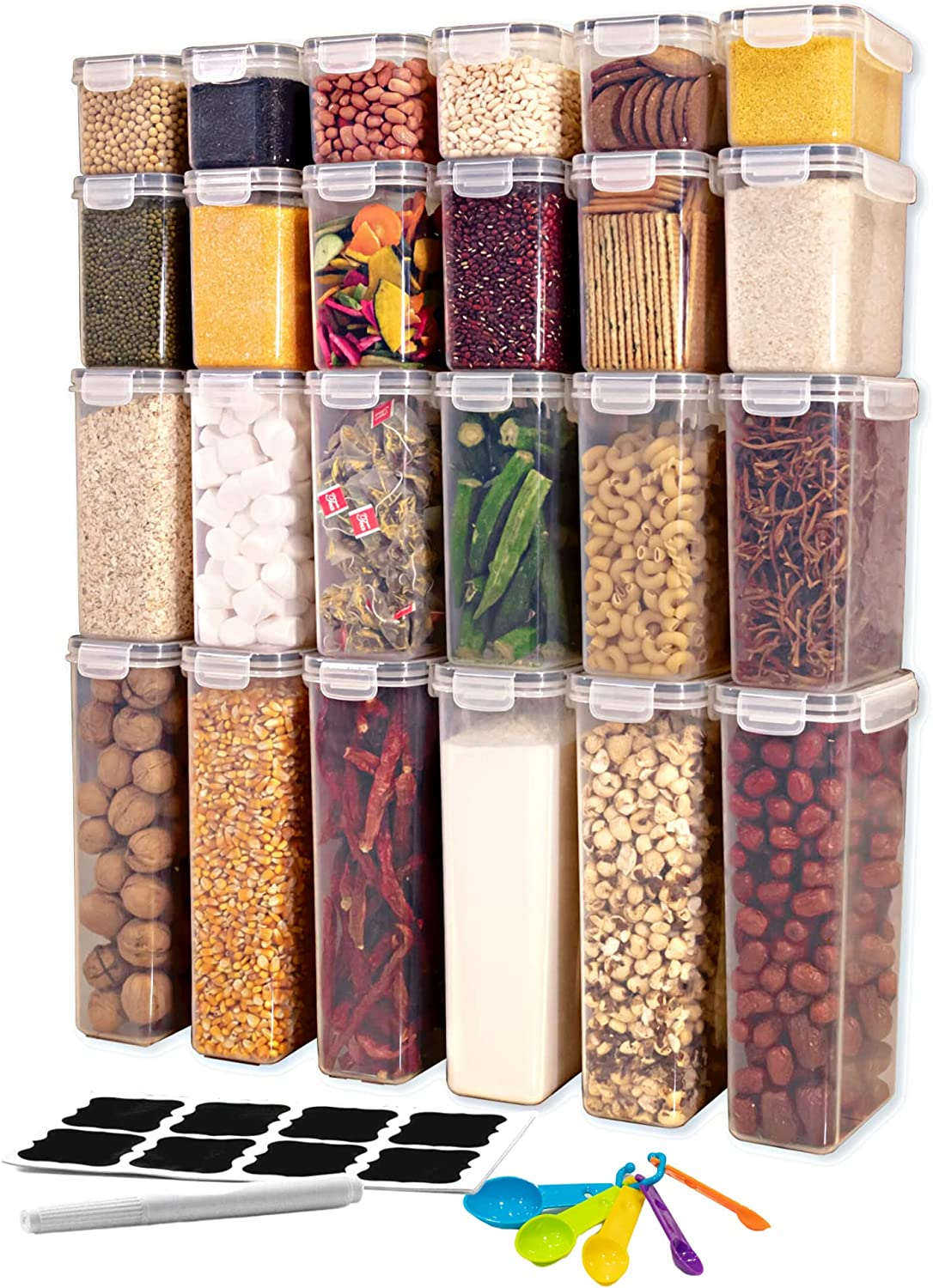 The Good Home &trade; Airtight Food Storage Set of 24 Pieces &ndash; Great for Dry Food, Cereal, Pet Food, Kitchen and Pantry Organiser with Labels, Pen and Spoon Set image number 4