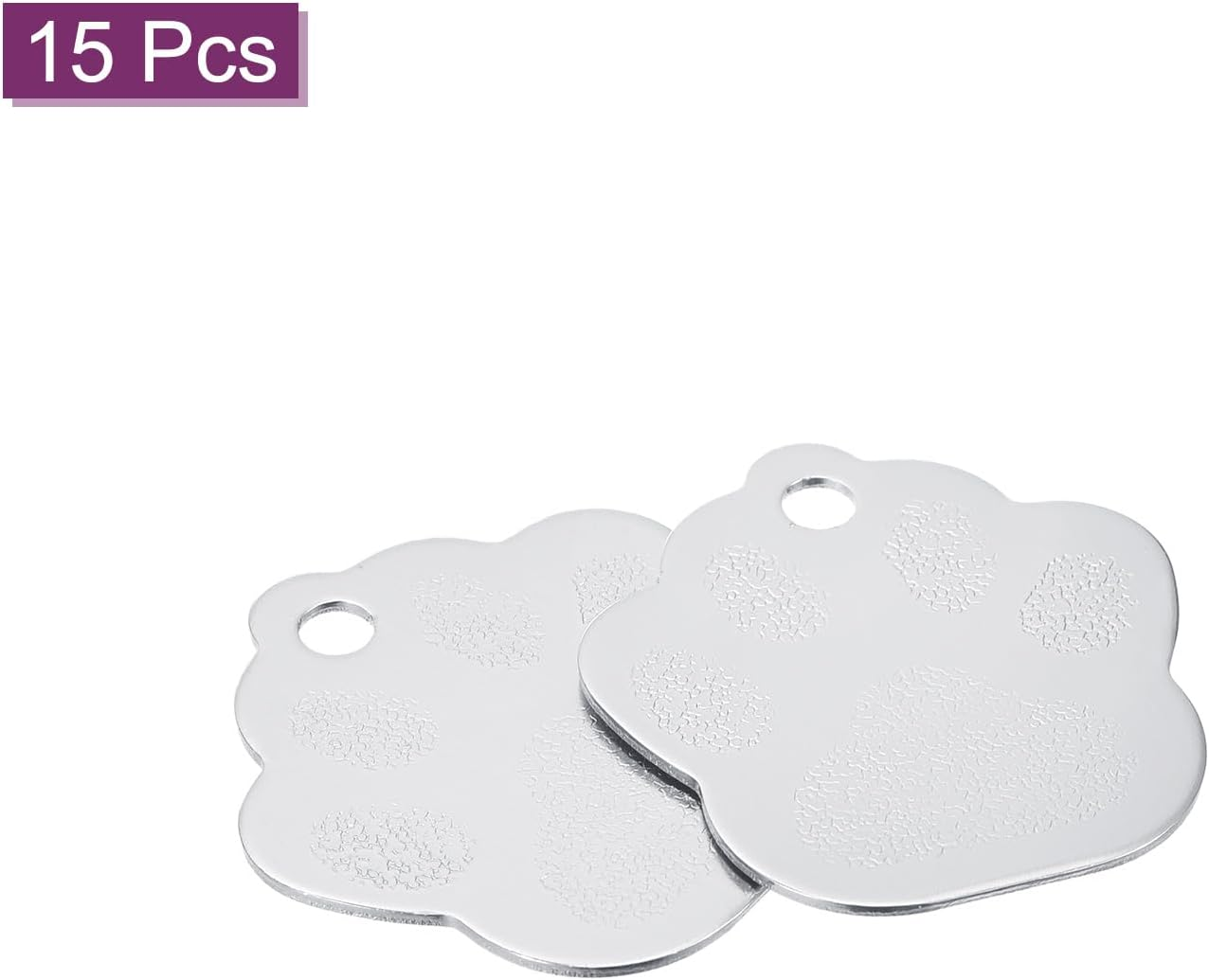 Uxcell Metal Dog'S Paw Tags Stamping,Silver Blank Dog Tags DIY Engraving Blank Tags Aluminium for Pet Dog ID Tags,Pendant Decoration,Craft Tags,Pack of 15 image number 5