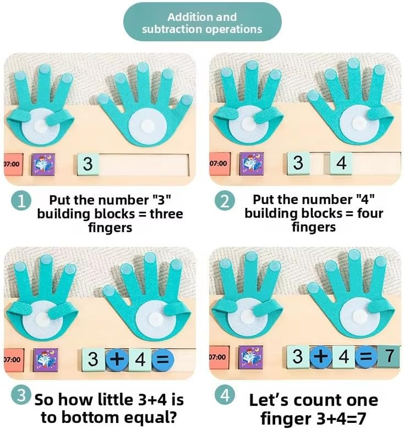 Montessori Toys for Toddlers Age 3 4 5, Wooden Math Learning Board with Numbers & Clock, Educational Preschool Toys for Kids, Fine Motor Skills Counting Toy Boys and Girls image number 4