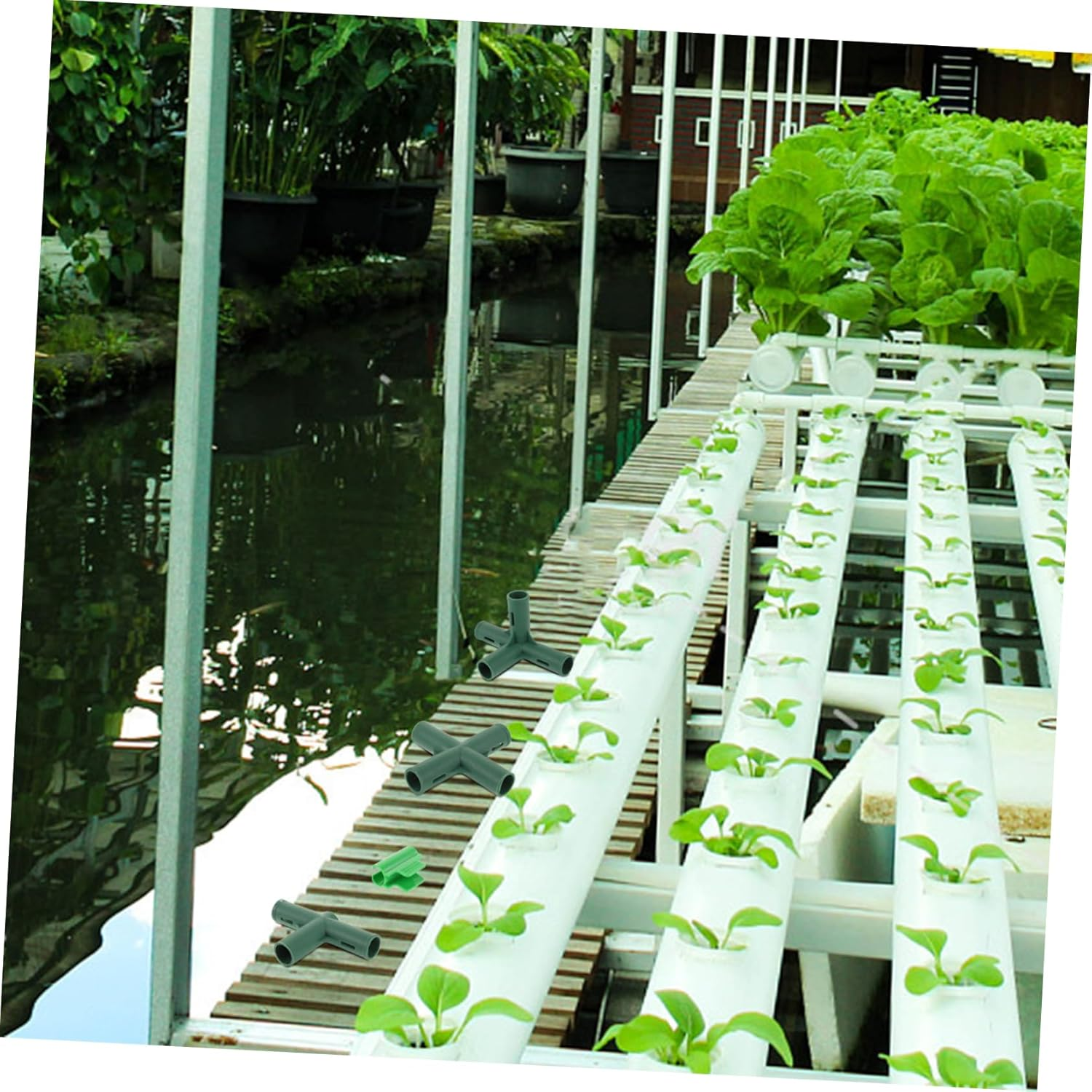 Outanaya Greenhouse Connectors Set with 3-Way and 4-Way Plastic Adapters for Greenhouse Accessories Gardening Frame Fittings with Film Clips for Horticulture image number 1