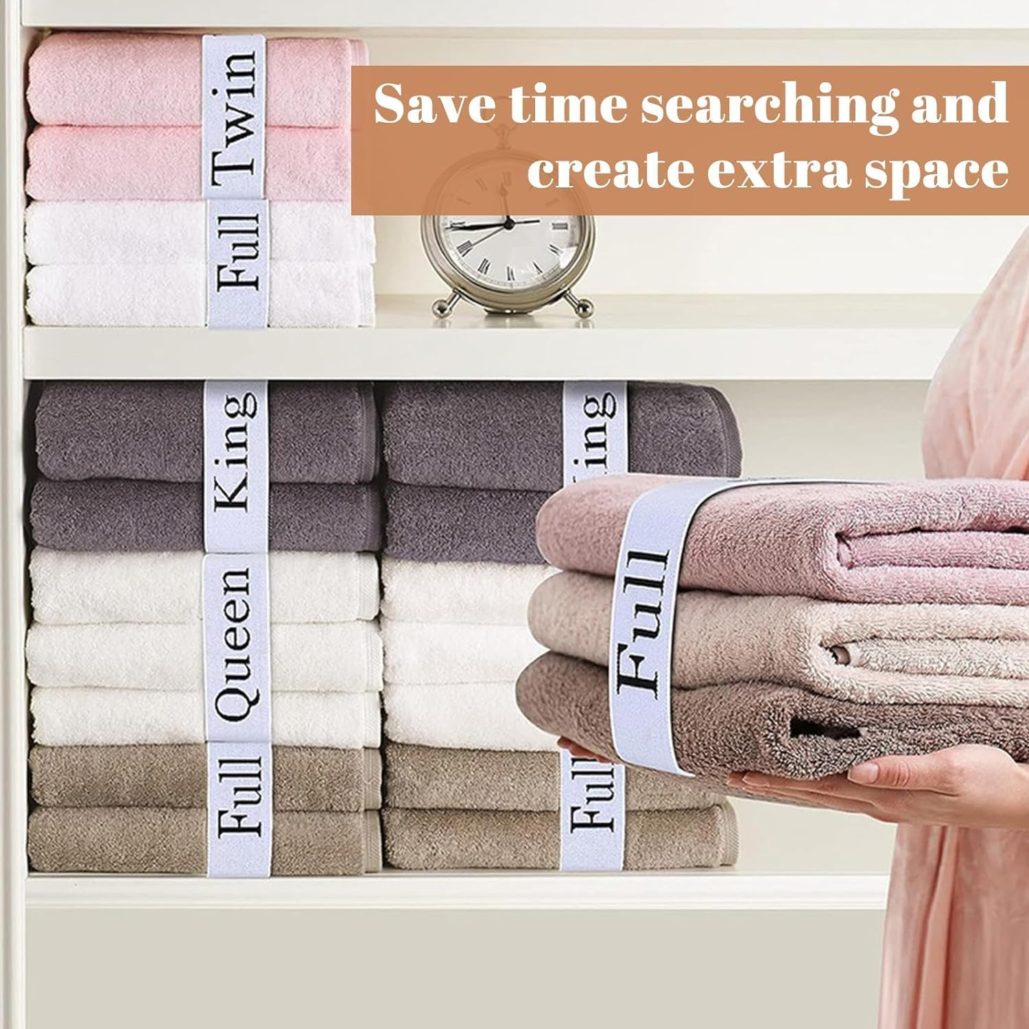 Bed Sheet Organizer Bands, 12Pcs Bed Sheet Organizer Elastic Bands, Closet Organization Sheet Straps,Linen Labels Bedding Bands,Elastic Bedding Sheet Straps,Bed Sheet Organizer Bands Bedsheets Bands image number 2