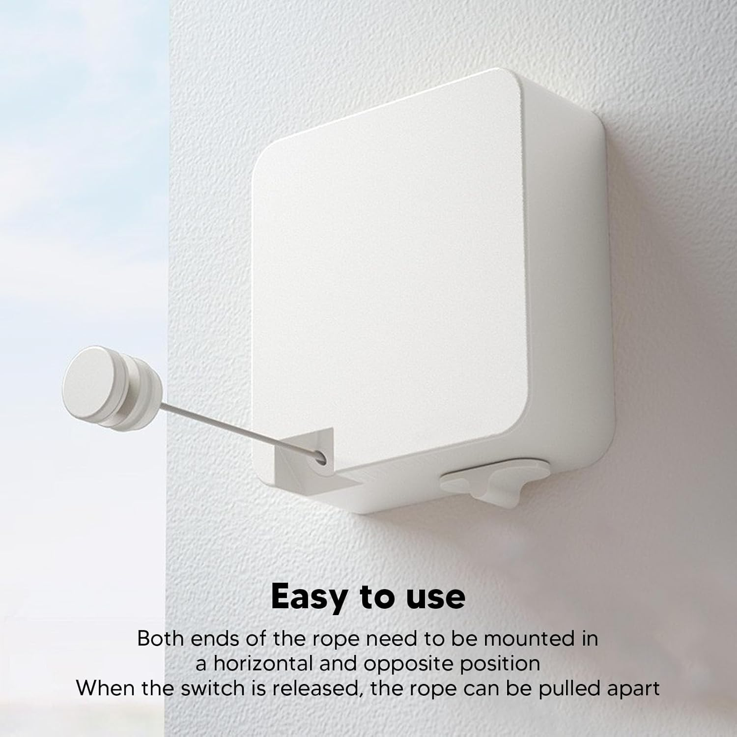 Clothes Line Retracting 6M/6.6Yd, Wall Mount Retractable Clothesline for Indoor Outdoor Backyard, Apartment Clothes Drying Rope String for Hanging Laundry, 25Kg Load Bearing image number 2