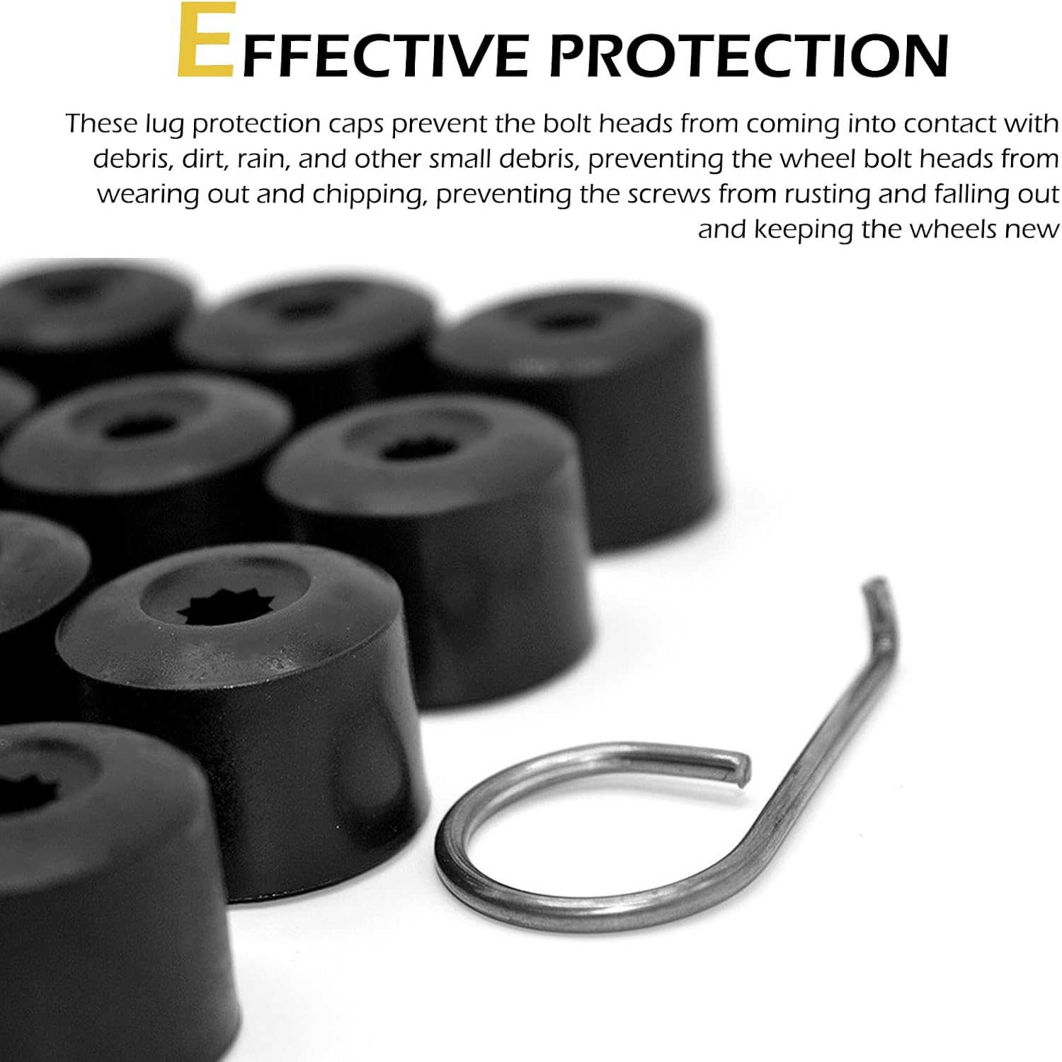 Zikefest 20PCS Car Wheel Lug Nut Covers, 17Mm Tire Bolt Caps Compatible with VW, Jetta, Beetle, Passat, GTI, CC, Black Lug Nut Cap with Removal Tool image number 3