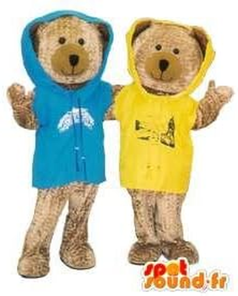 Couple of Spotsound Amazons Cubs Mascot with Colorful Jogging Disguise