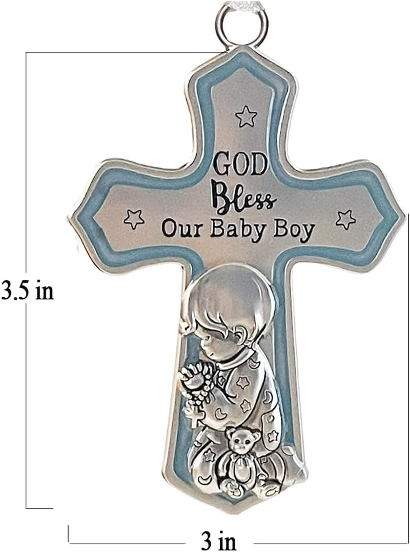 Ganz Ornate Crib Cross Baby Boy Baptism Gifts for Boy, Christening Gifts for Boys, Baptismal Gifts for Boys, Baby Shower Crib Medal Praying Boy, God Bless Our Baby Boy Nursery Wall Cross D&eacute;cor image number 6