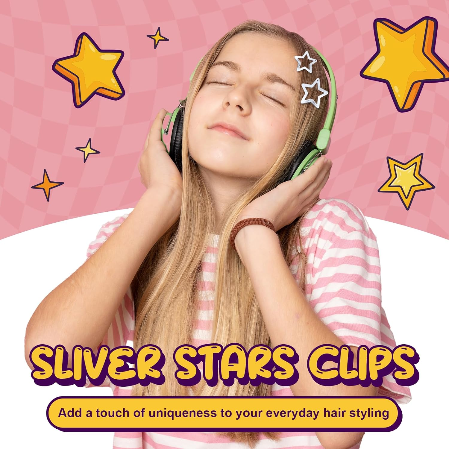 JASVERLIN Star Hair Clips, 1.22" and 1.61" Cute Kawaii Snap Barrettes for Women Girls Teens, Y2K Fashion Festival Rave Hair Accessories 2000S Aesthetic Stars Stuff Non Slip 40 Pcs (Matte Silver) image number 4