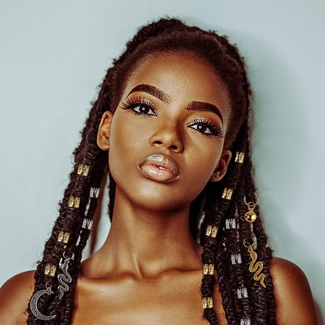 ZANZER 241 Pcs Hair Beads for Hair Braids Set, Hair Jewelry Metal Gold Braids Rings Cuffs Clips , Metal Hair Adornments, Gold Silver Hair Rings Accessories , Hair Charms Braid for Unique and Stylish Hairdos (Gold + Silver)