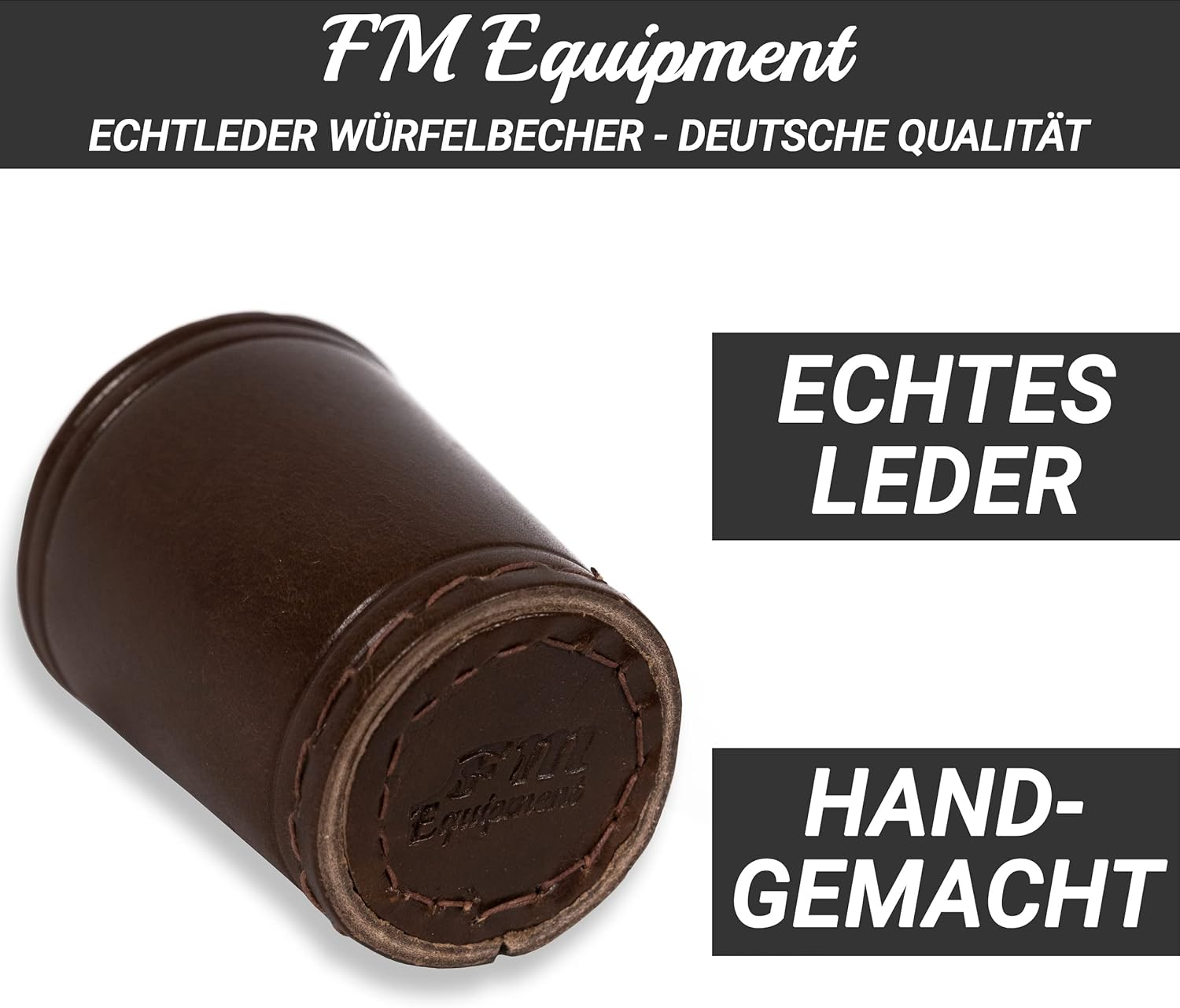 Real Leather Dice Cup with 6 Dice. Classic Handmade Leather Cup image number 5