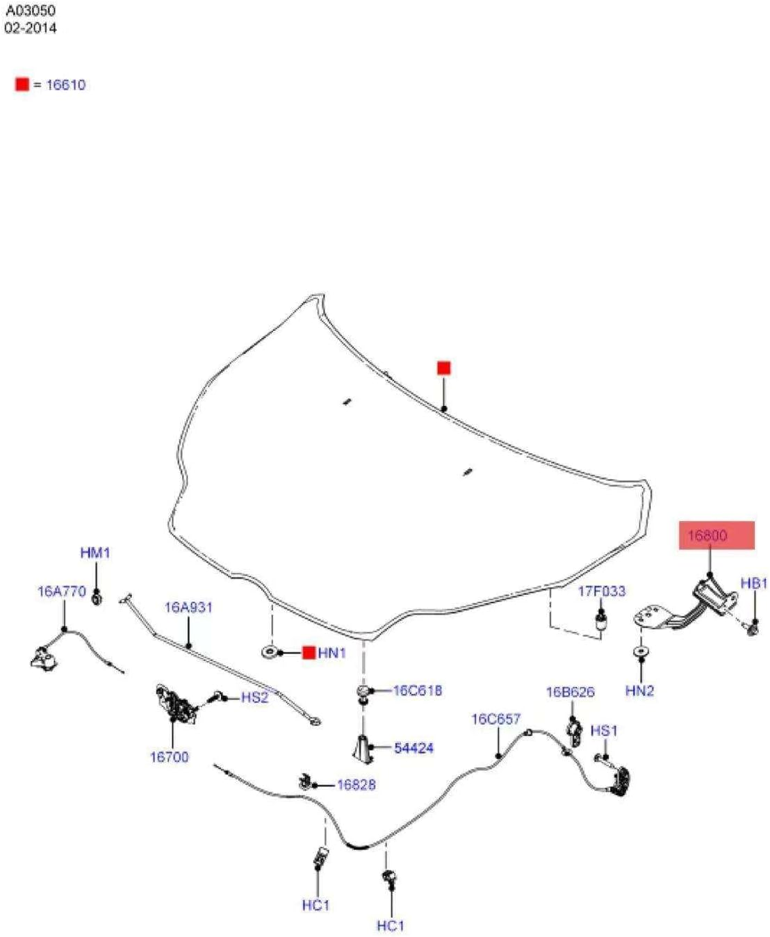 Replacement# BM51A16800AD Hood Hinge R 1Pc/Set image number 1