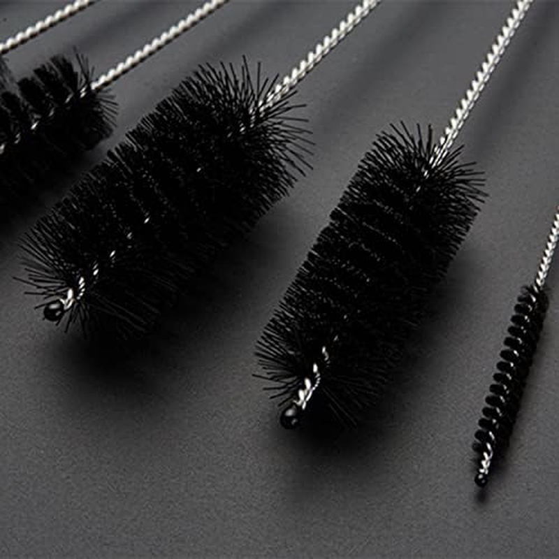 Straw Cleaner Brush,H HOME-MART 10Pcs Drink Straw Cleaning Brush Kit,Extra Long Pipe Cleaner, Bottle Brush Cleaner for Tumbler, Sippy Cup, Bottle and Pipe Cleaners (Black)