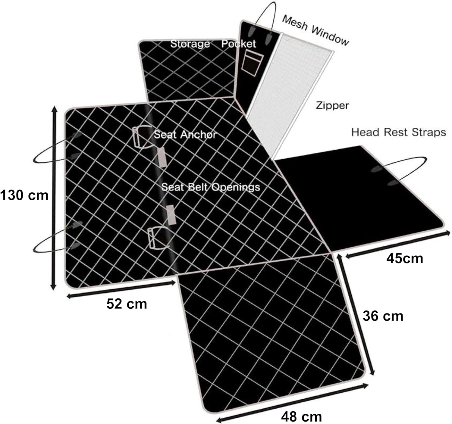 Dog Seat Cover, Waterproof Dog Car Seat Cover Back Seat Hammock with Mesh Visual Window & Side Flaps & Dog Seat Belt, Scratchproof Pet Seat Cover for Cars, Trucks, SUV image number 3