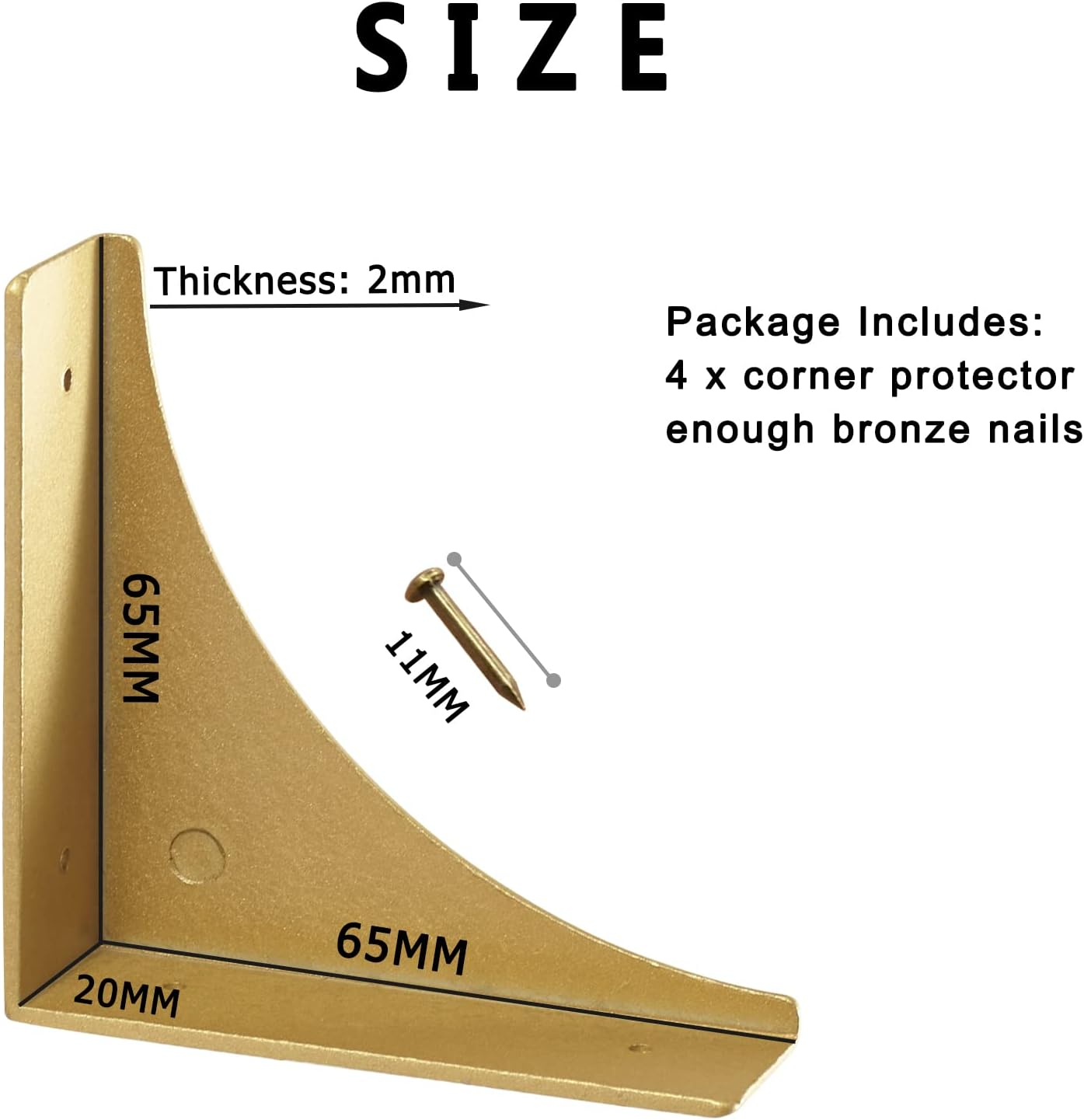 Gold Metal Corner Protector 65MM 4 Pack Decorative Corner Brackets for Wood Furniture Sliding Barn Door Table Desk Antirust Zinc Alloy Cover Guard with Screws image number 4