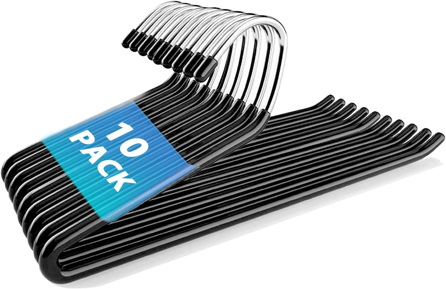 10 Pack Pants Hangers,Swan Neck Z-Shaped Space Saving Hangers for Pants with Non-Slip Rubber Coating,Open-Ended Metal Trouser Hangers for Pants,Skirt,Blankets,Closet Organisation (White)